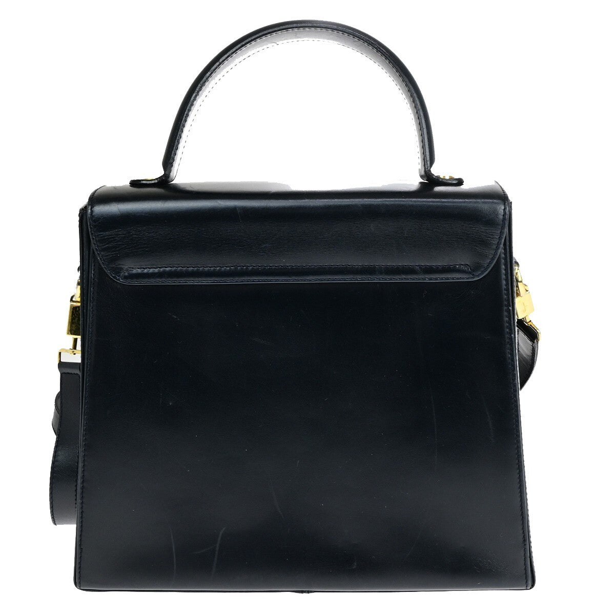SALVATORE FERRAGAMO Logo Gancini 2Way Shoulder Hand Bag Leather Blue GHW 34YF576