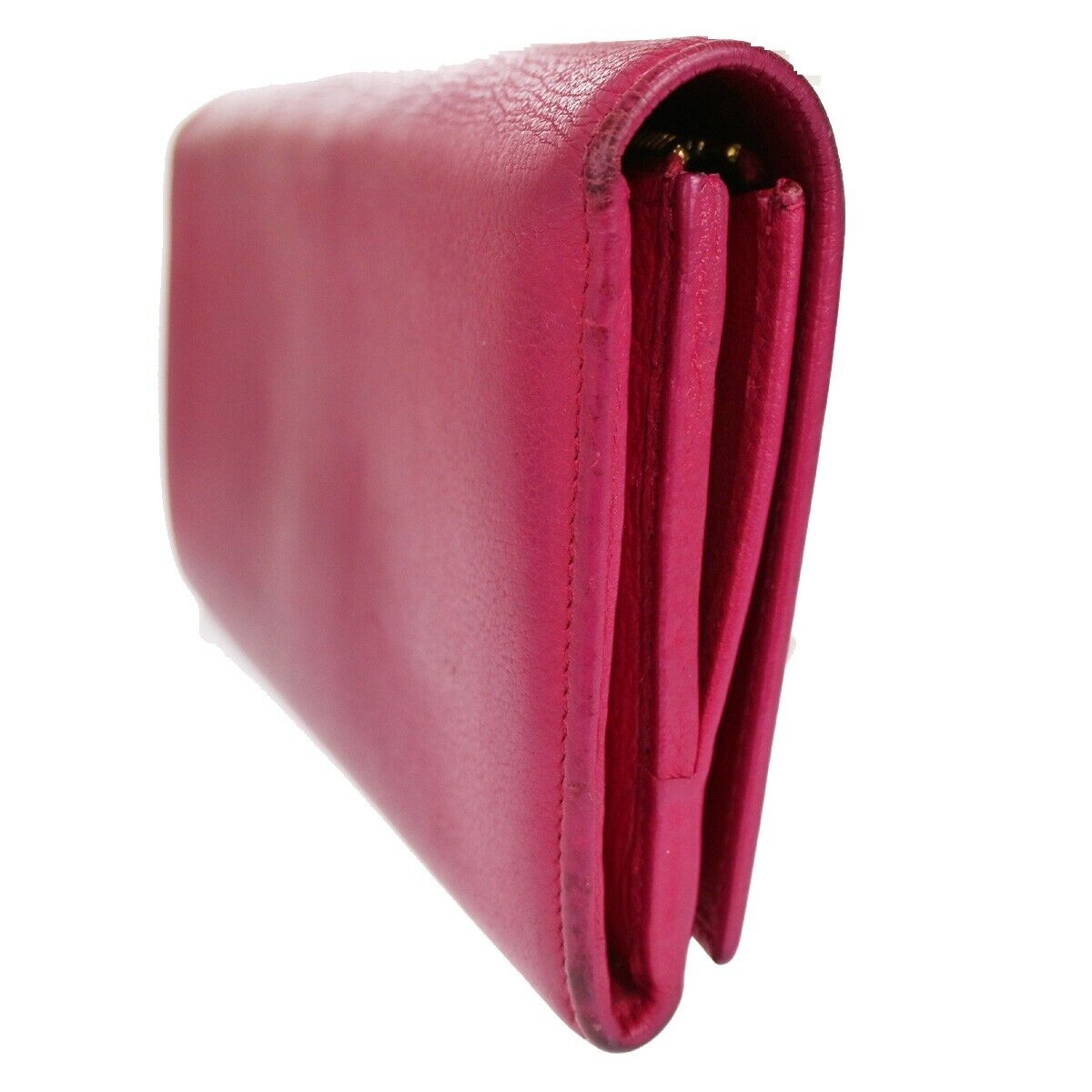 YVES SAINT LAURENT YSL Logo Long Zipper Wallet Purse Leather Pink 66SH355
