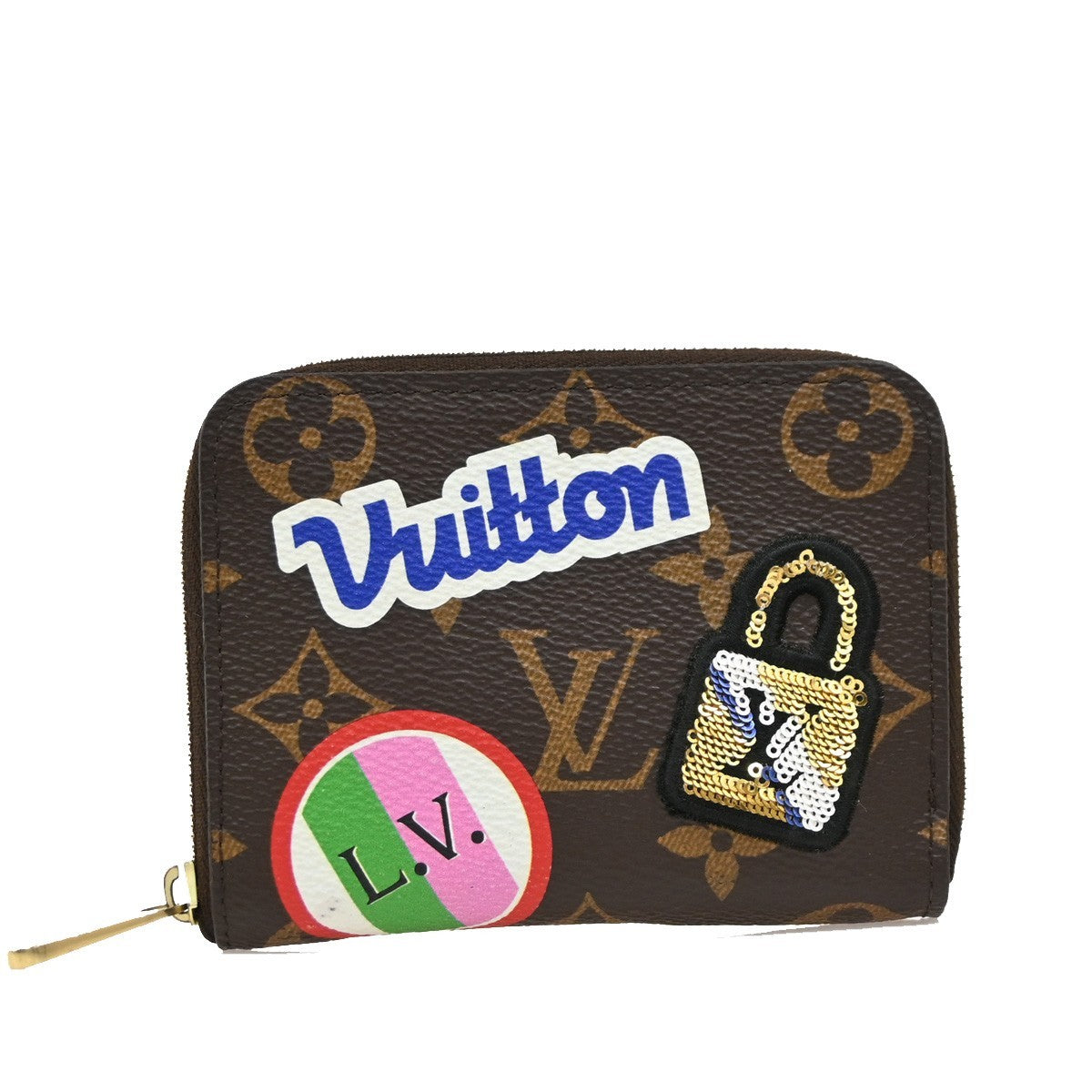 LOUIS VUITTON Zippy Coin Purse Patches Monogram Leather BN Pink M63391 70RL538