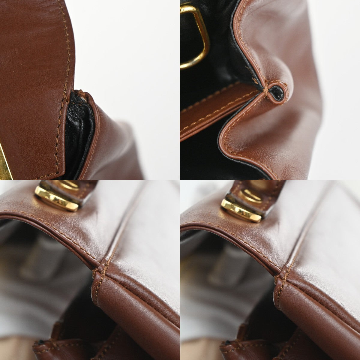 SALVATORE FERRAGAMO Logo Flap Shoulder Hand Bag Leather Brown GHW Italy 67MA410