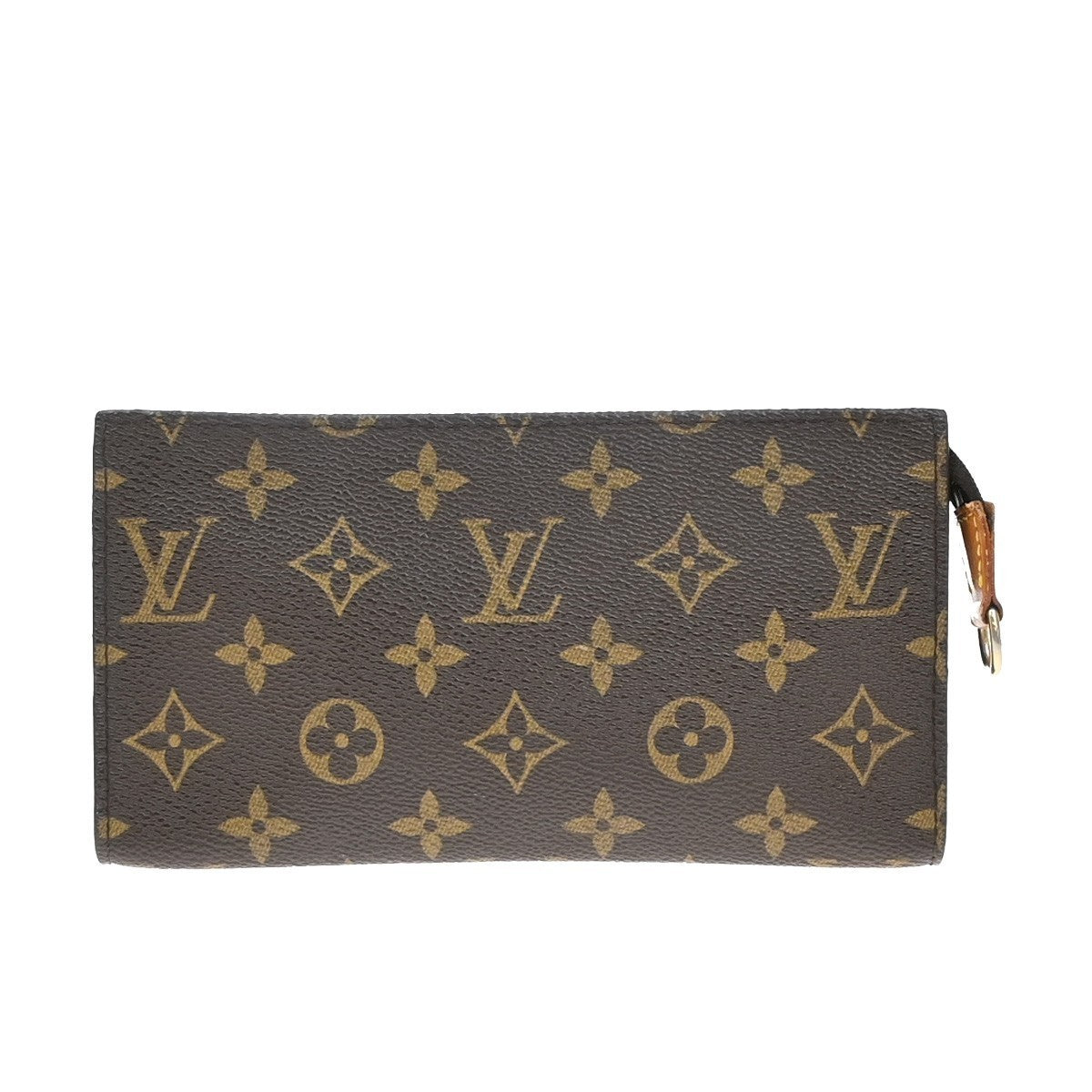 LOUIS VUITTON LV Logo Bucket GM Pouch Bag Monogram Leather Brown Gold 02KB369