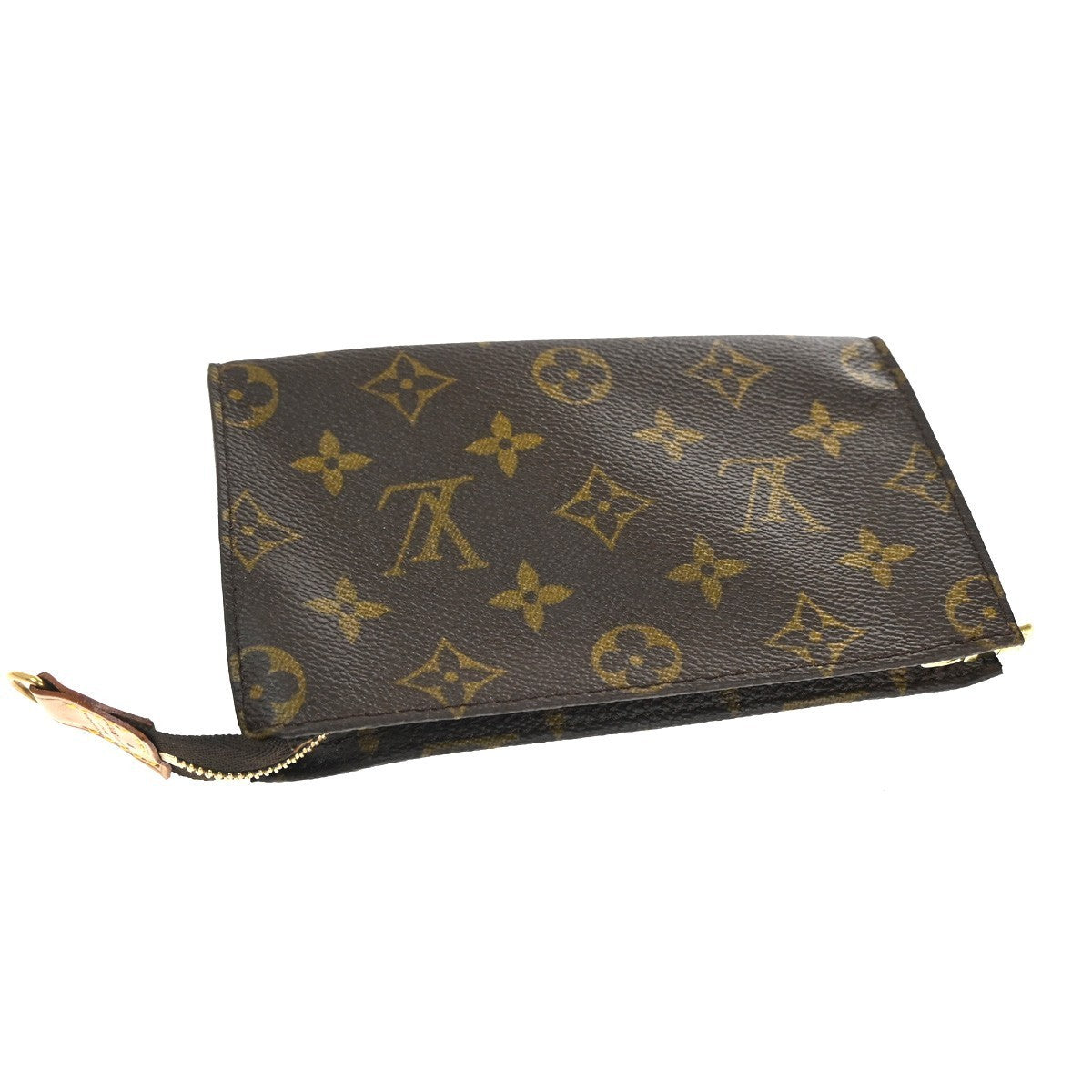 LOUIS VUITTON Logo BUCKET PM Pouch Bag Monogram Leather Brown USA 05TA488