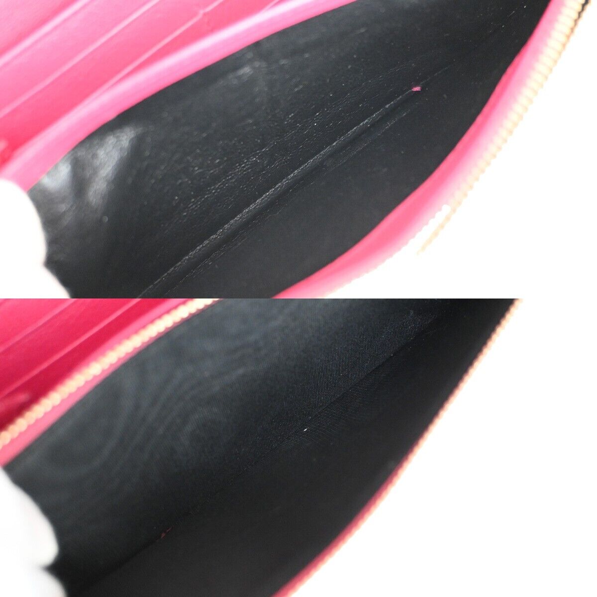 YVES SAINT LAURENT YSL Logo Long Zipper Wallet Purse Leather Pink 66SH355