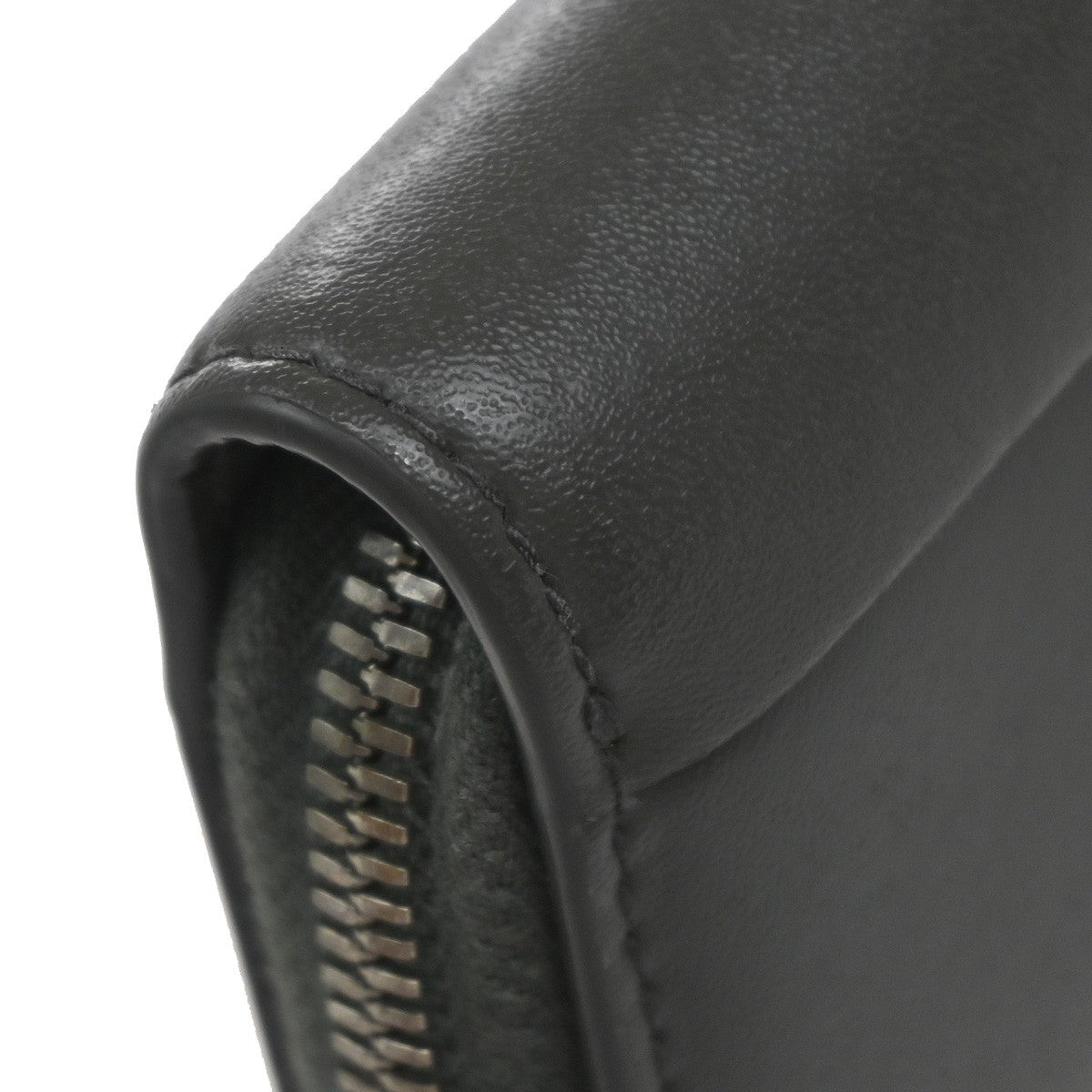 BOTTEGA VENETA Logo Cassette Zip Around Long Wallet Leather Gray Italy 30KP021