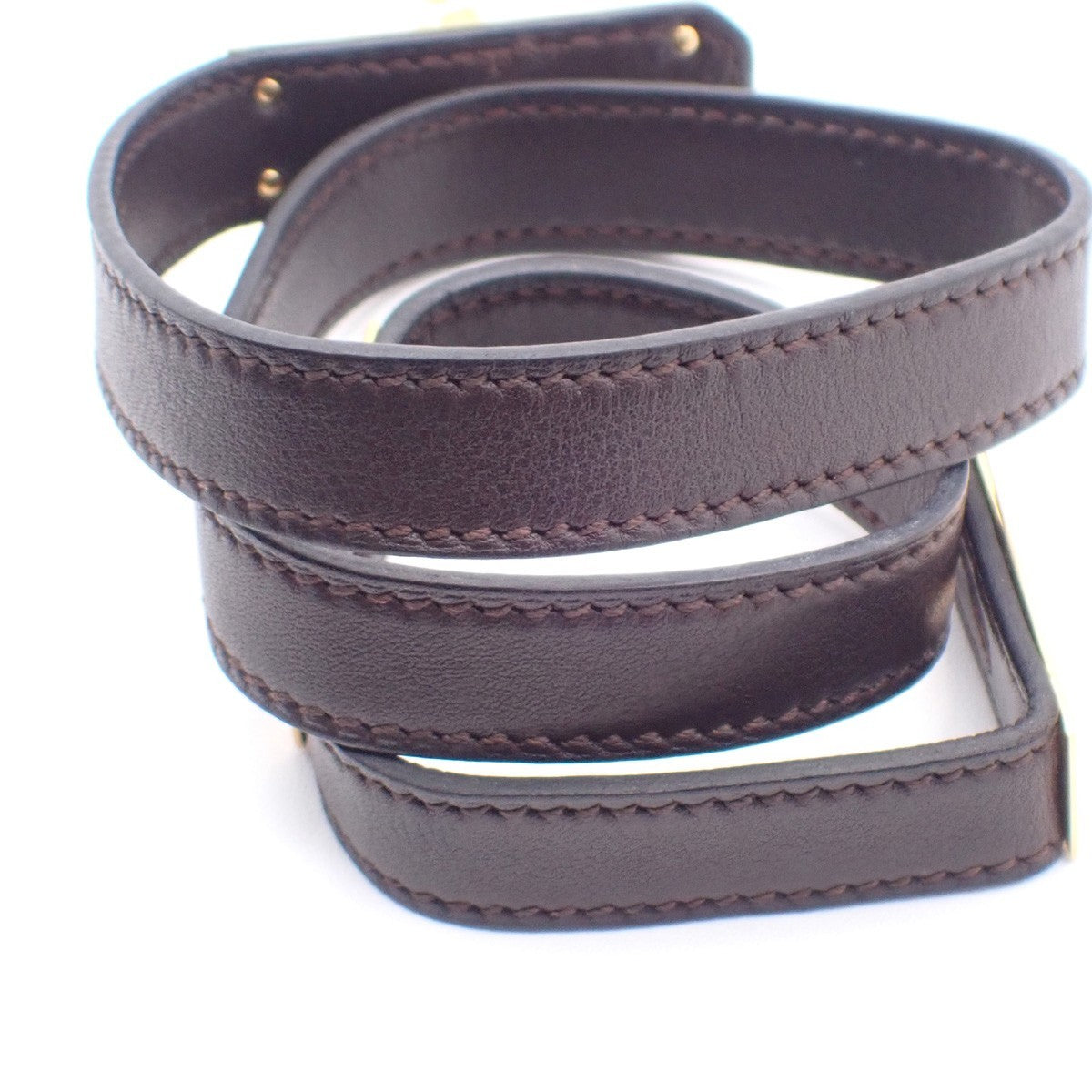 HERMES Kelly Double Tour Choker Bracelet Leather Brown GHW France 62RL901