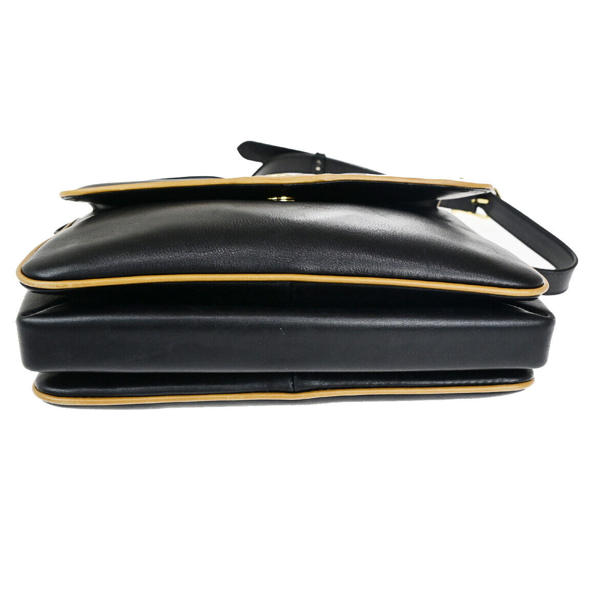 CELINE Logo Horse Carriage Shoulder Bag Leather Black GHW Italy 37YG546