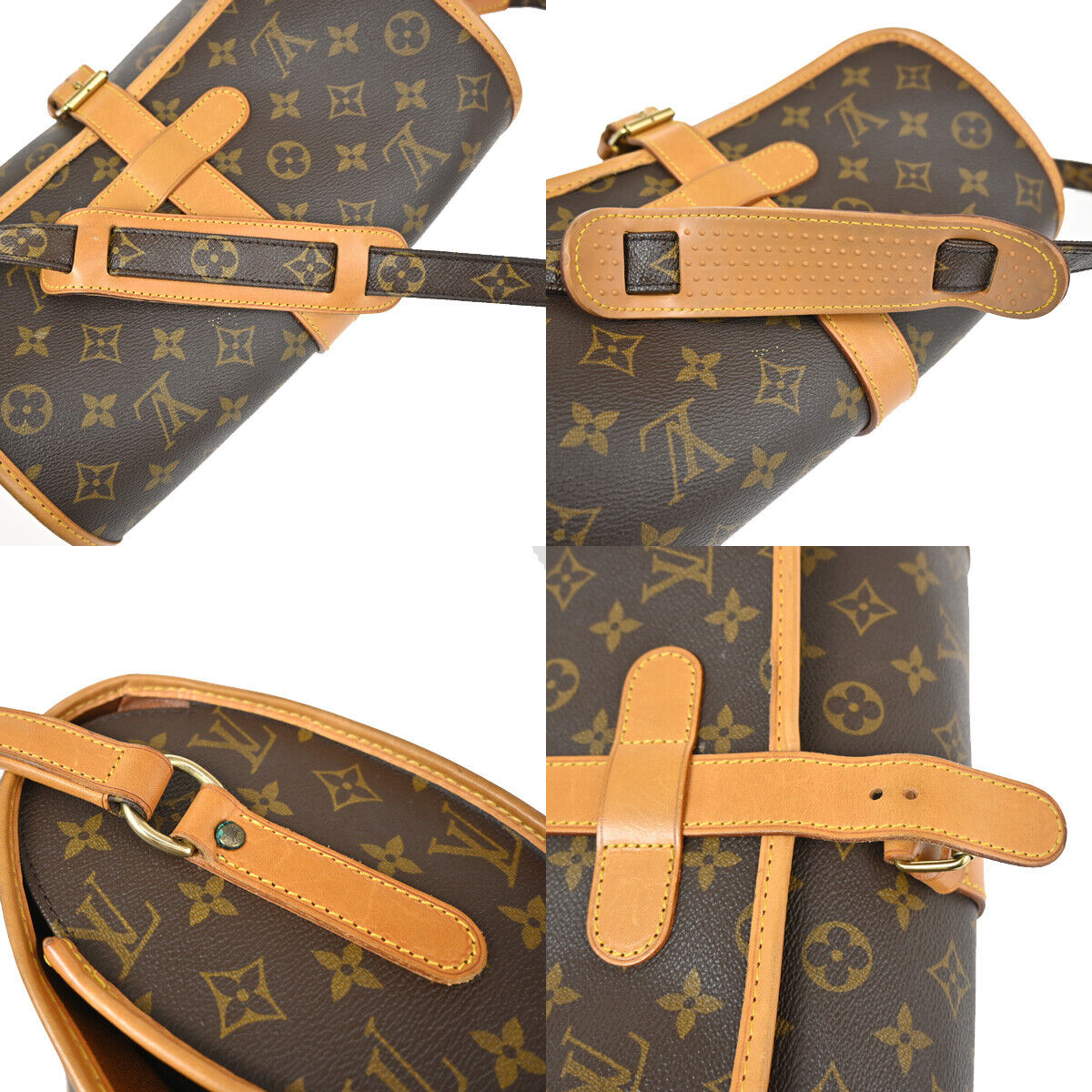 LOUIS VUITTON Logo Marne Shoulder Bag Monogram Leather Brown M51369 97RJ767