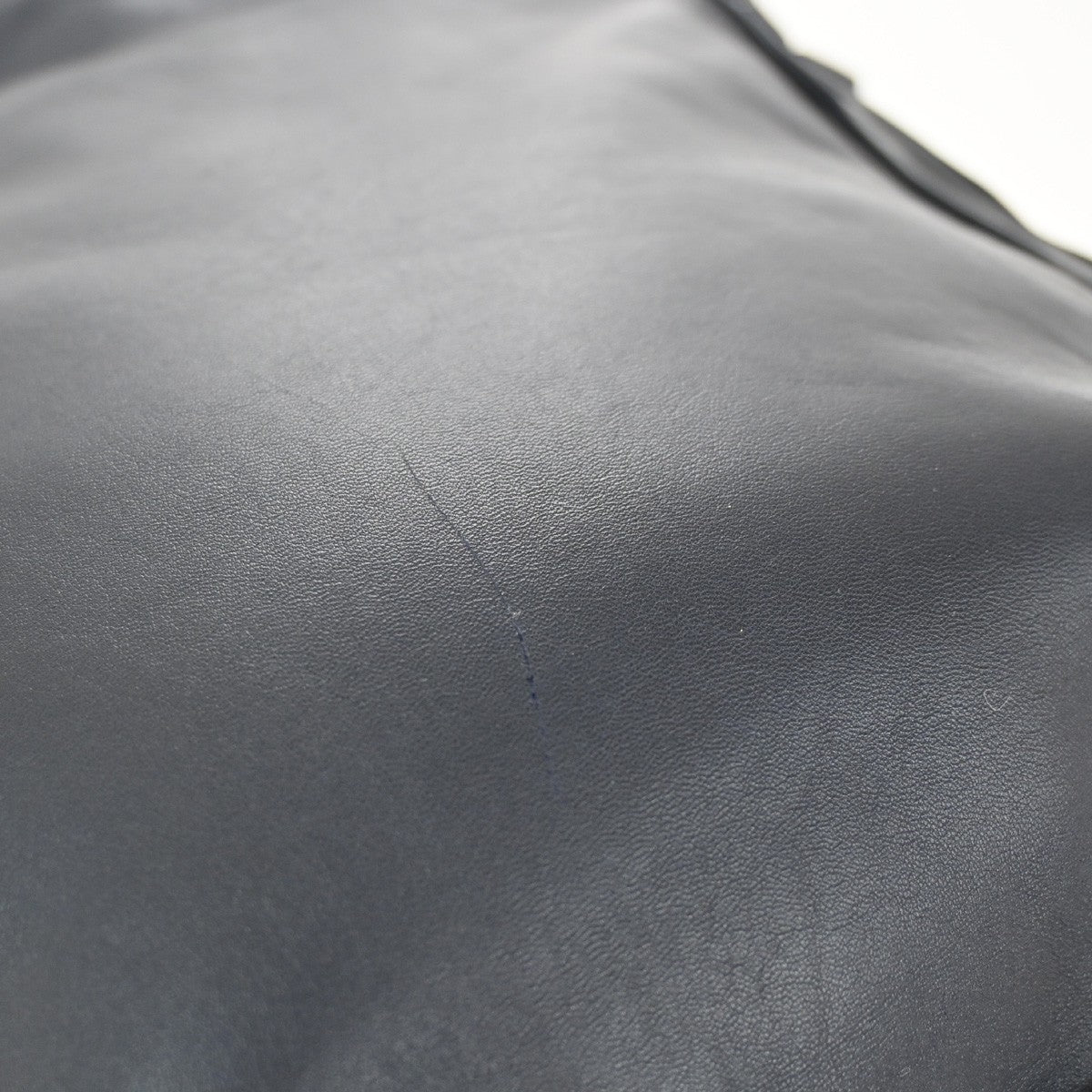 LOEWE Logo Anagram Drawstring Shoulder Bag Leather Blue GHW Spain 34YH784