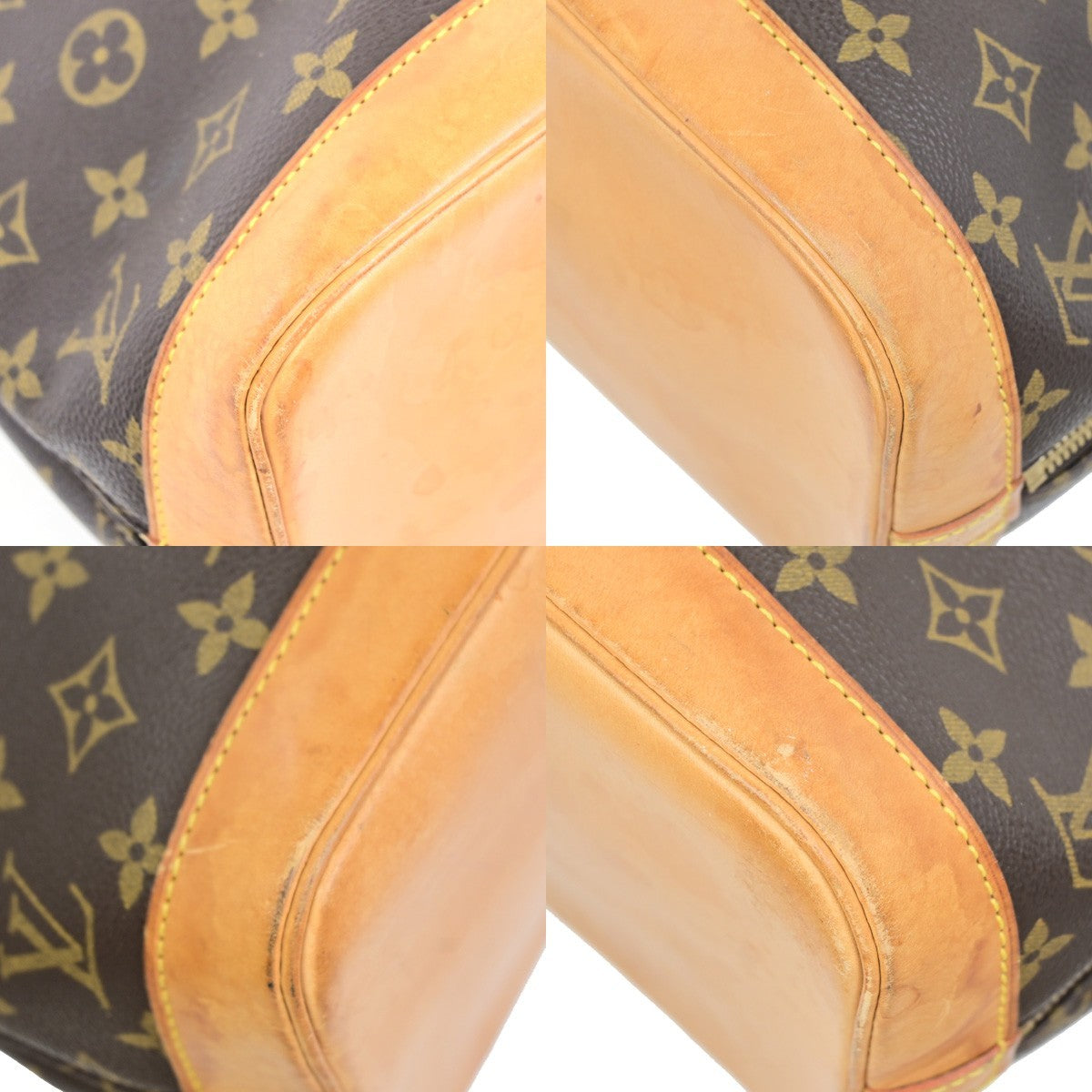 LOUIS VUITTON LV Logo Alma Hand Bag Monogram Leather Brown France M51130 85PA103