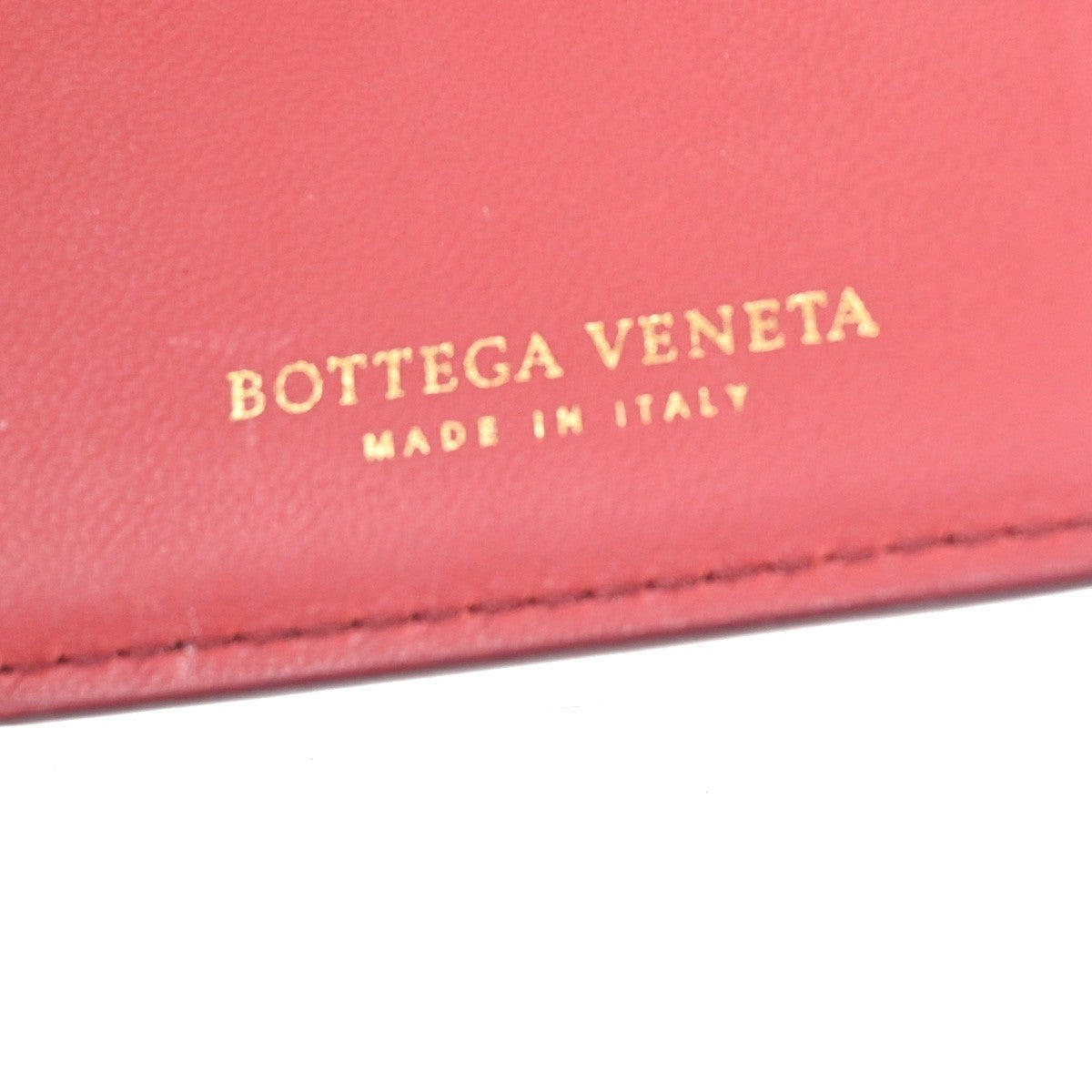 BOTTEGA VENETA Intrecciato Trifold Compact Wallet Leather Red Italy 30KC757