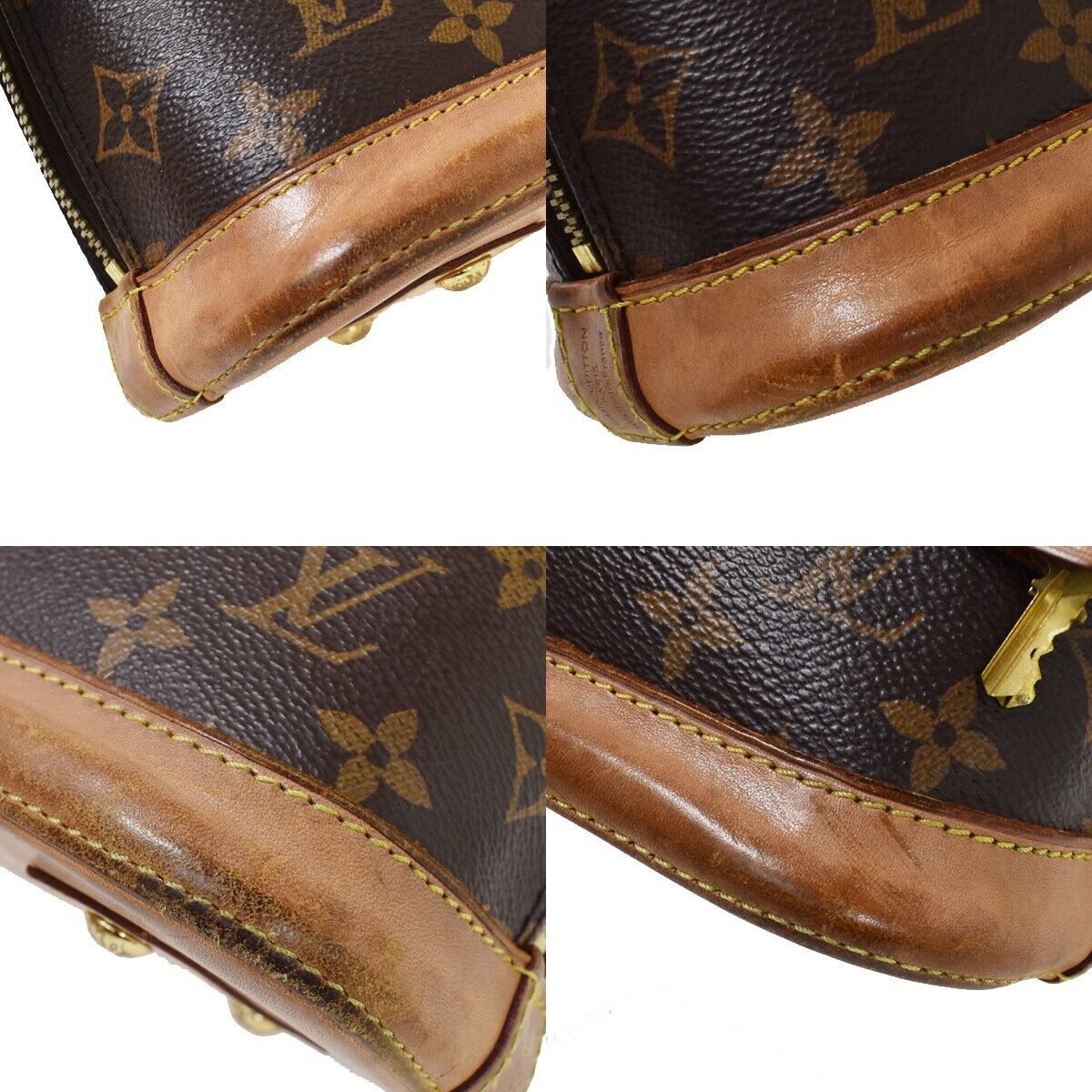 LOUIS VUITTON Alma BB 2Way Hand Bag Monogram Leather Brown Gold M53152 15YC243
