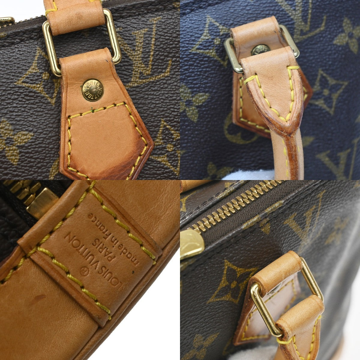 LOUIS VUITTON LV Logo Alma Hand Bag Monogram Leather Brown M51130 62KD431