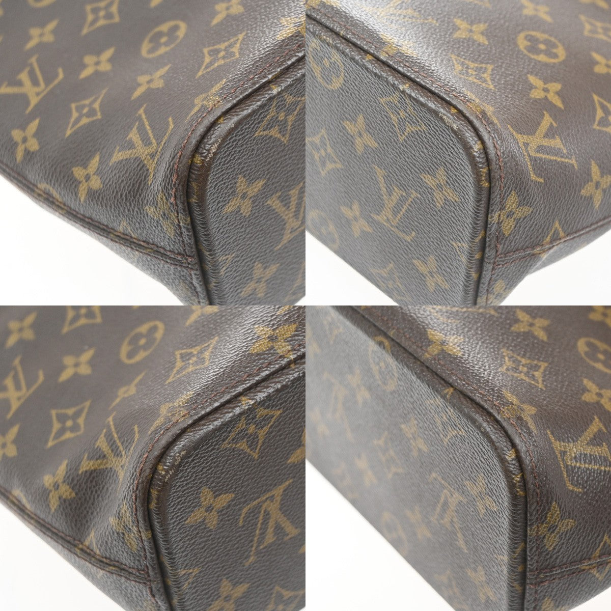 LOUIS VUITTON Logo Luco Shoulder Tote Bag Monogram Leather Brown M51155 74CA733
