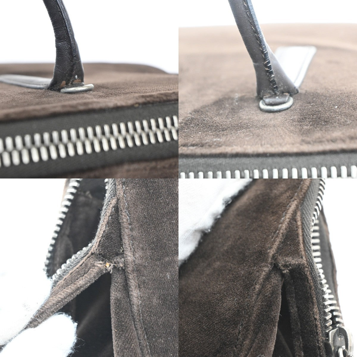 PRADA MILANO Logo Tote Shoulder Hand Bag Velvet Leather Brown SHW Italy 62MA207