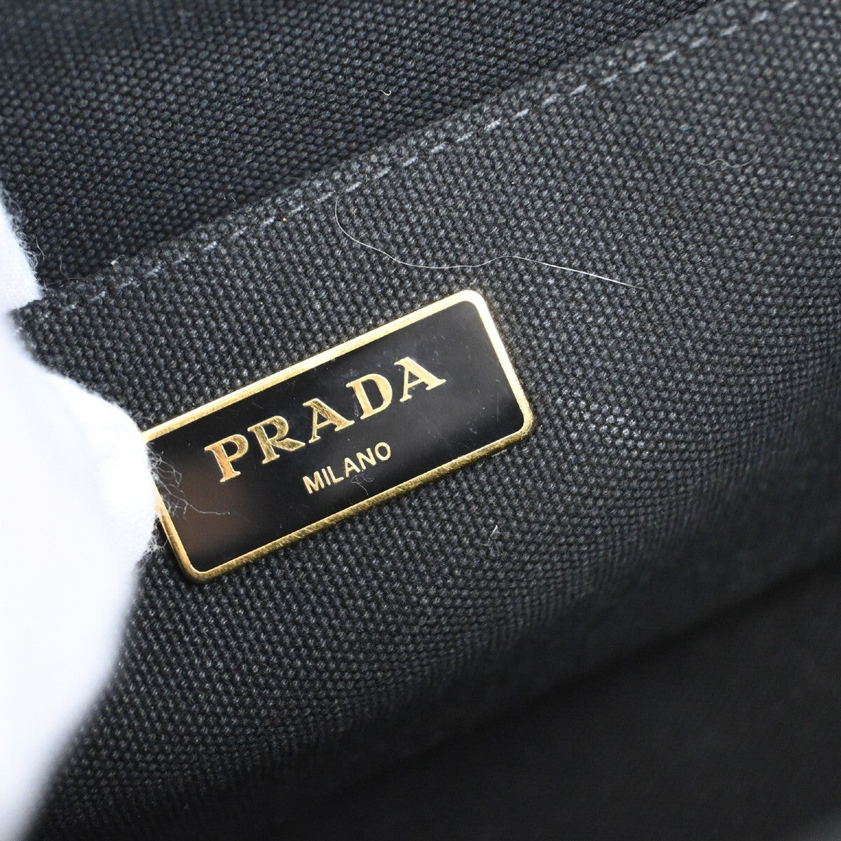 PRADA Logo Canapa 2Way Shoulder Hand Bag Canvas Leather Black GHW Italy 77EE255