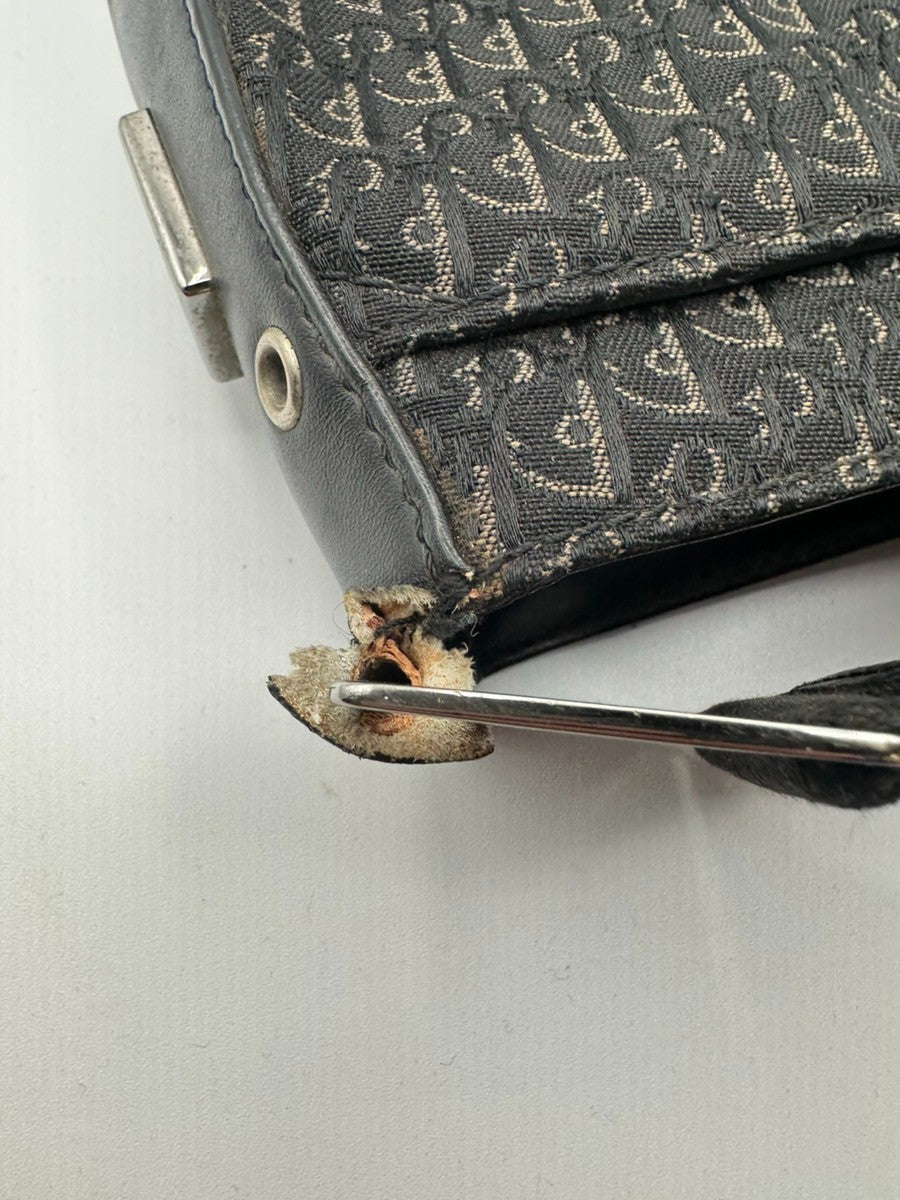 CHRISTIAN DIOR Trotter Street Chic Shoulder Bag Canvas Leather BK SHW 73CA909
