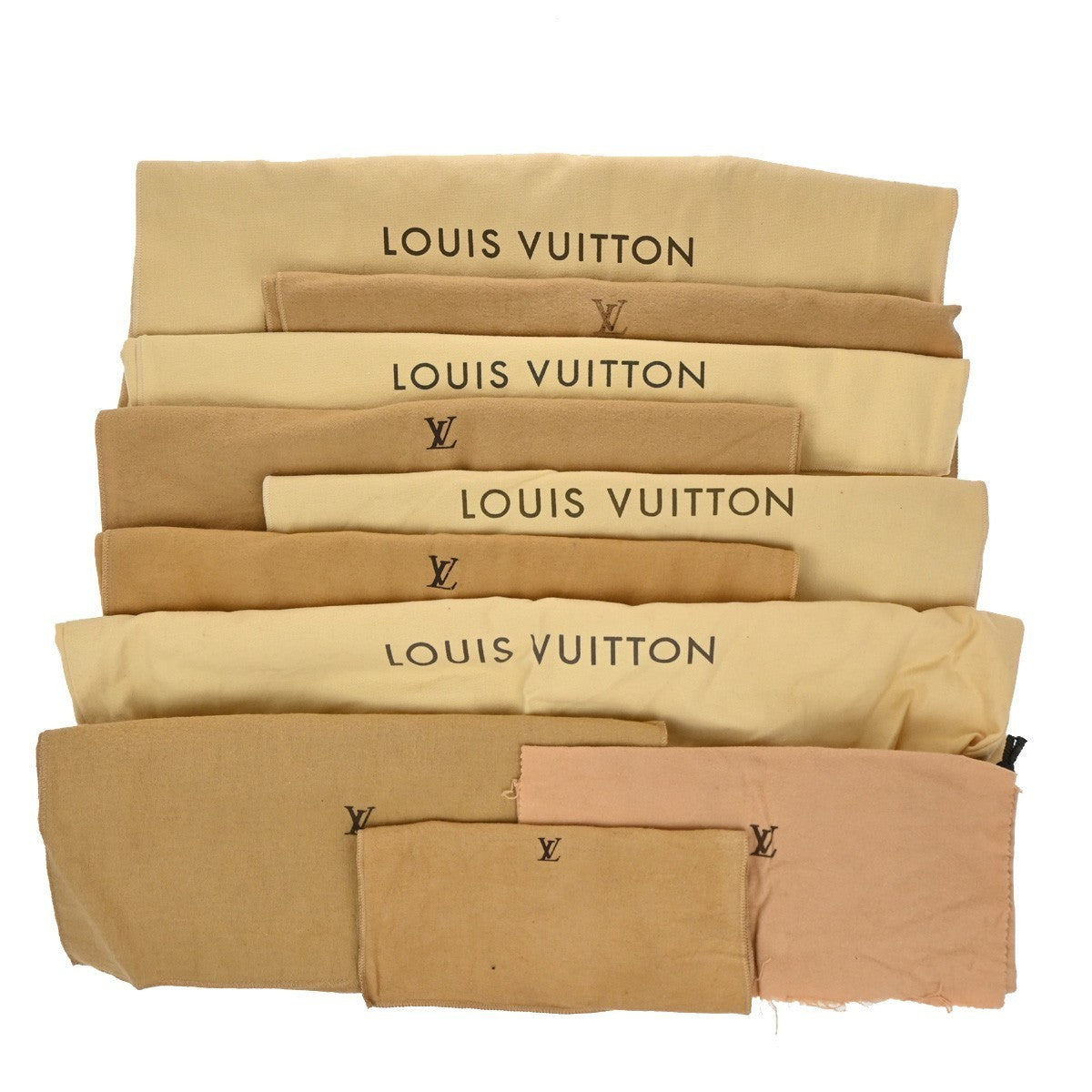 LOUIS VUITTON Logo 10 Set Dust Bag Drawstring Canvas Cotton Beige Brown 09KP190