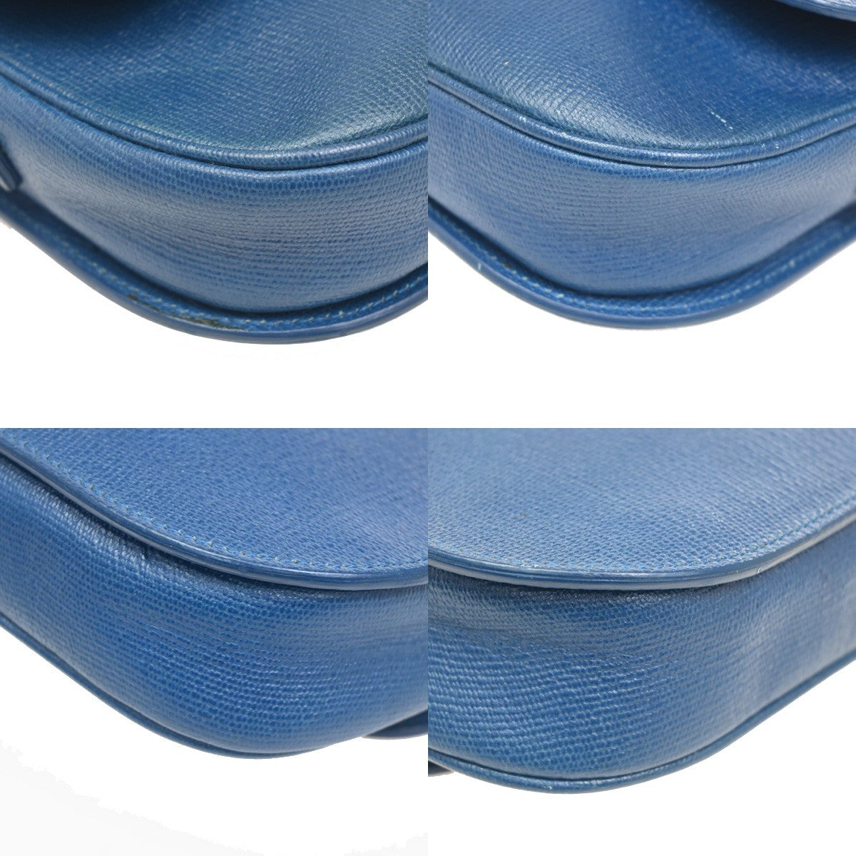 YVES SAINT LAURENT YSL Textured Shoulder Bag Calfskin Leather Navy Blue 69CA594
