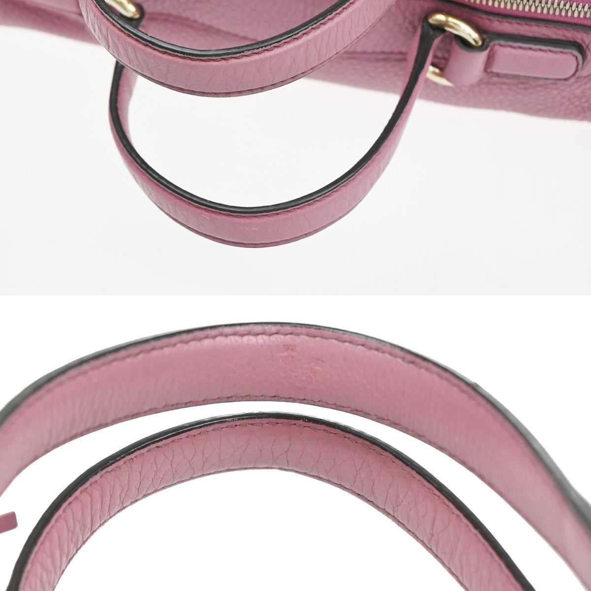 GUCCI GG Logo Soho Boston Hand Bag Tassel Leather Pink GHW Italy 72YJ128