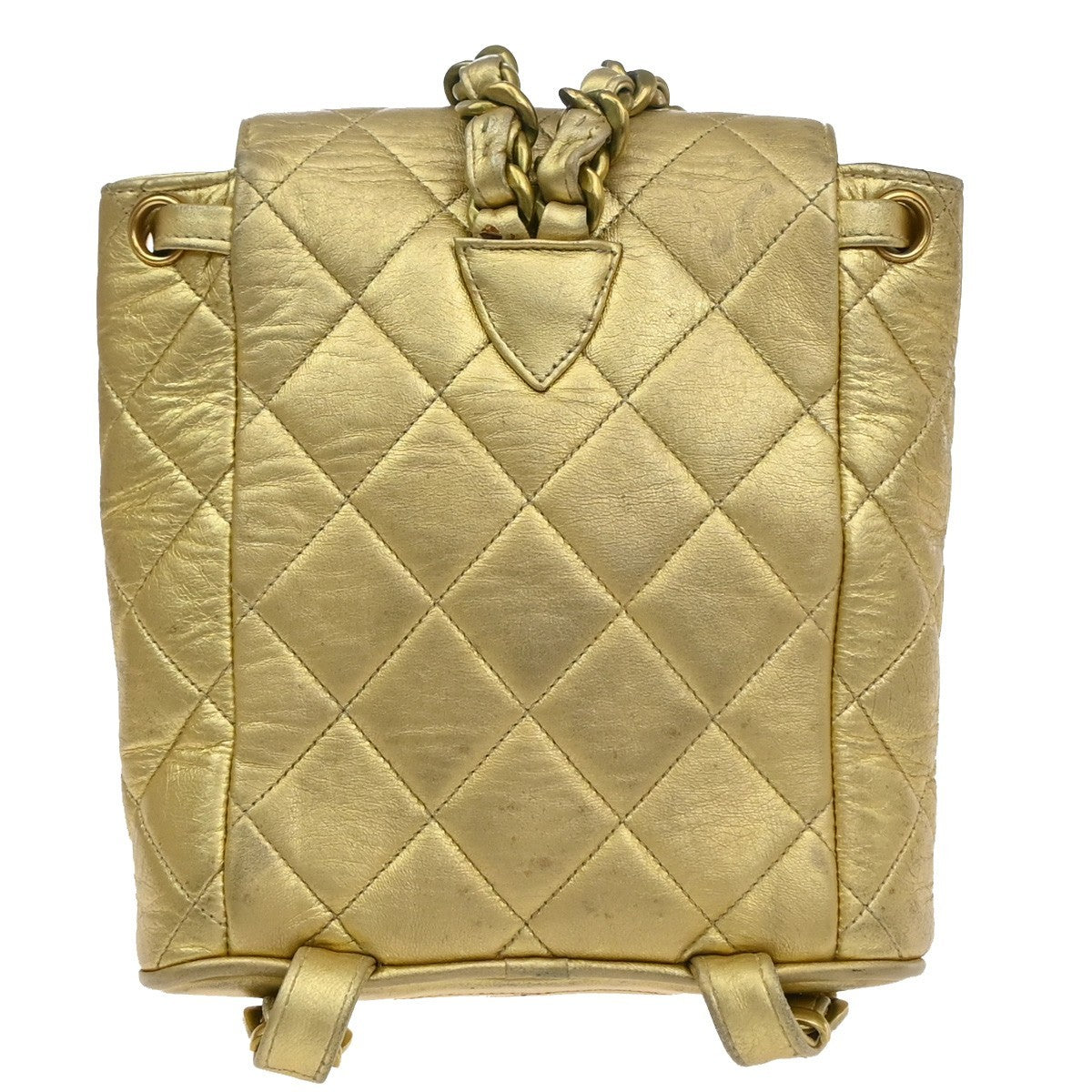 CHANEL CC Logo Duma Matelasse Chain Backpack Bag Leather Gold Vintage 717RP177