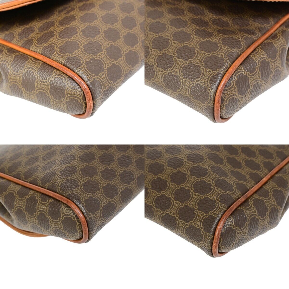 CELINE Logo Macadam Pattern Clutch Bag PVC Leather Brown GHW Italy 01EB540