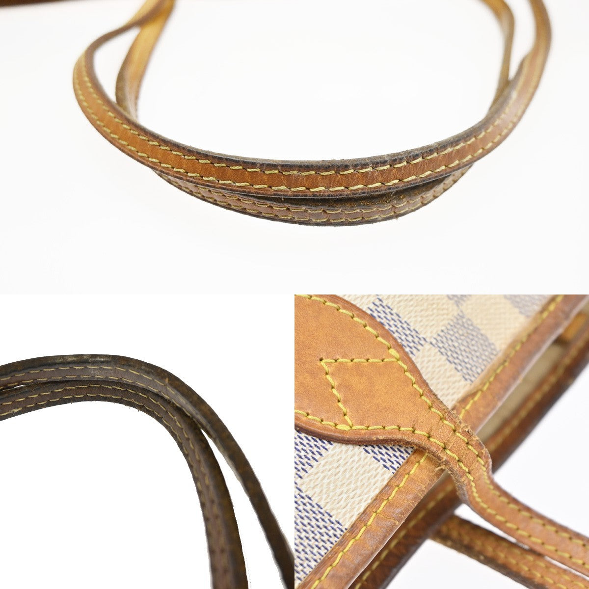 LOUIS VUITTON Neverfull MM Shoulder Bag Damier Azur Leather WE N51107 32MA629