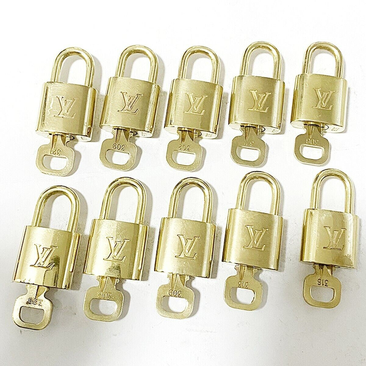 LOUIS VUITTON LV 10 SET PADLOCK KEY BAG CHARM CADENA GOLD-PLATED FRANCE 35MT271