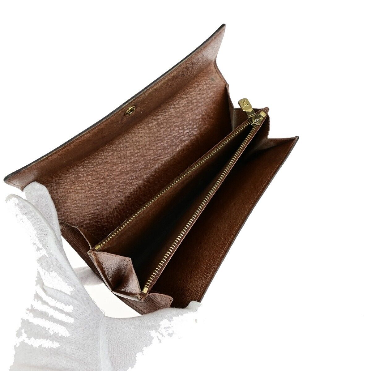 LOUIS VUITTON 3 Set Trifold Bifold Wallet Purse Monogram Leather Brown 60YG711