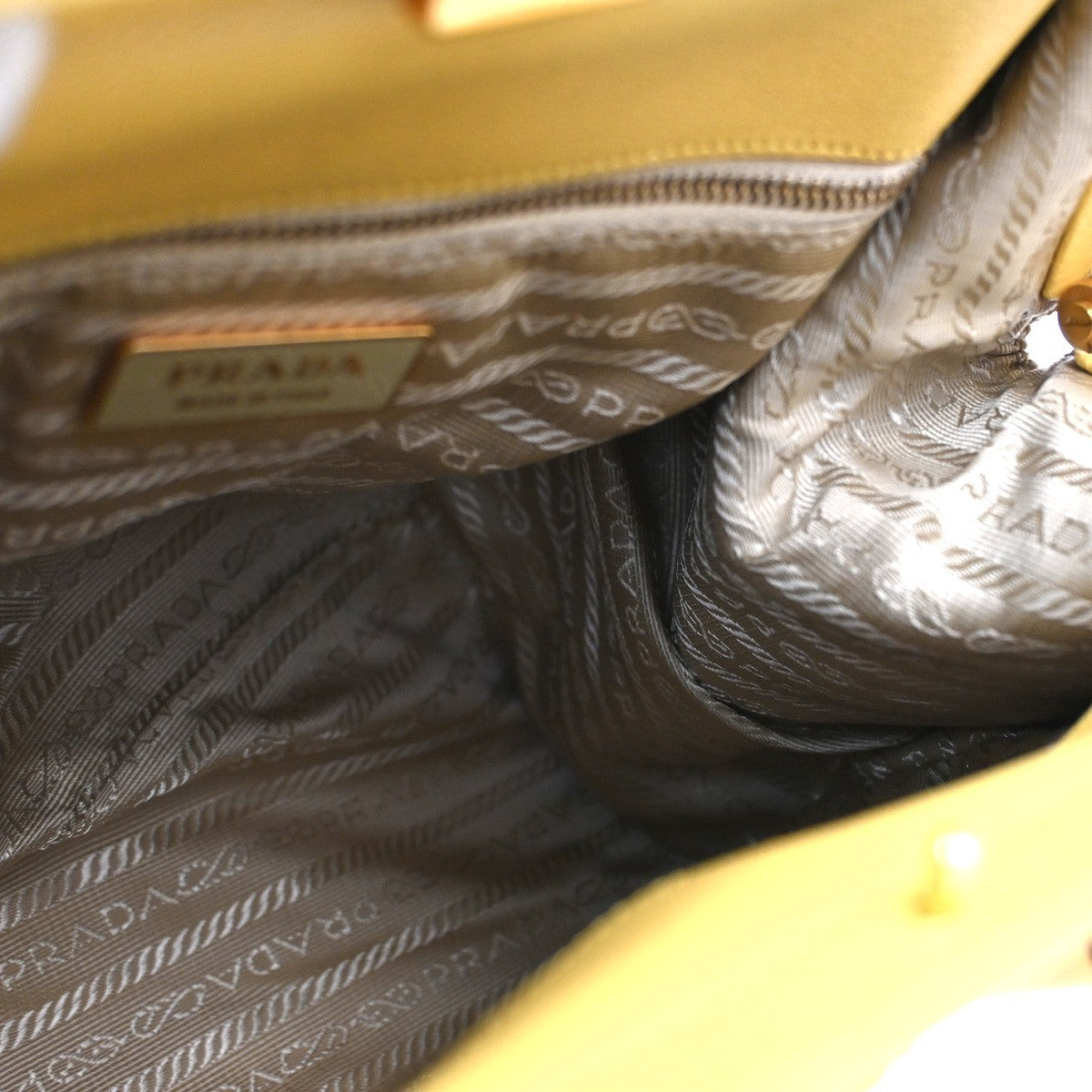 PRADA MILANO Doctor's Hand Bag Leather Yellow GHW Italy 83TA671