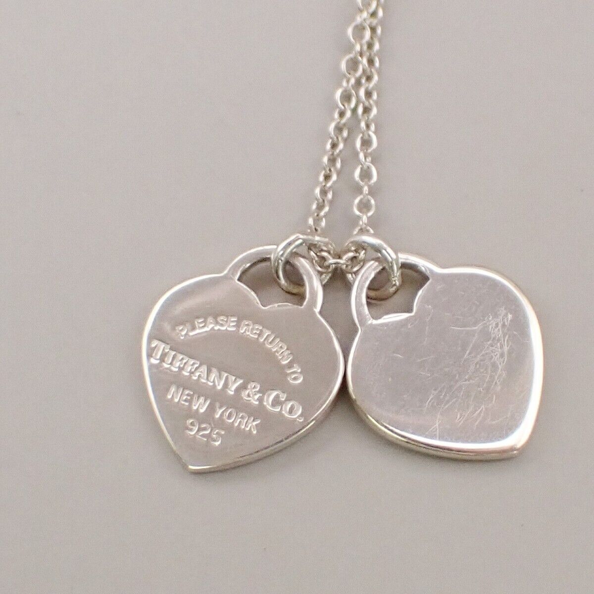 TIFFANY & CO. Return To Double Heart Mini Chain Necklace Silver Ag 925 09YF237