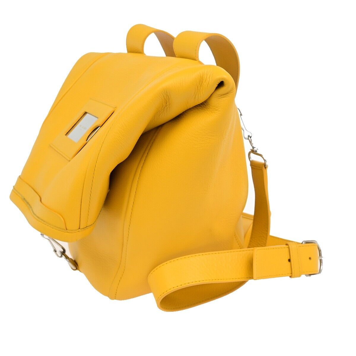 BALENCIAGA Logo 2Way Shoulder Hand Bag Leather Yellow Silver 87ED917