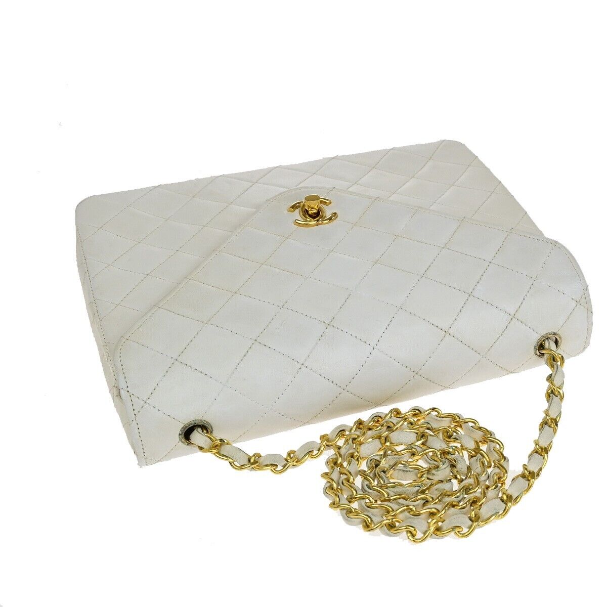 CHANEL CC Logo Matelasse 23 Chain Shoulder Bag Leather White GHW 667RJ821