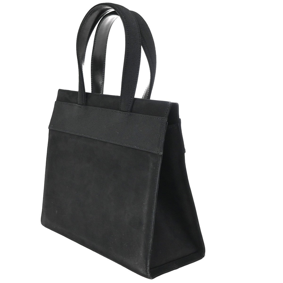 SALVATORE FERRAGAMO 2way Vara Hand Bag Canvas Suede Leather Black GHW 80ZA208