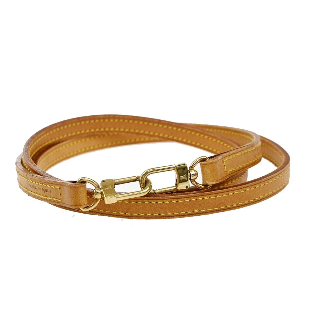 LOUIS VUITTON Logo Shoulder Strap Leather Brown Gold Bag Accessory 63EF817