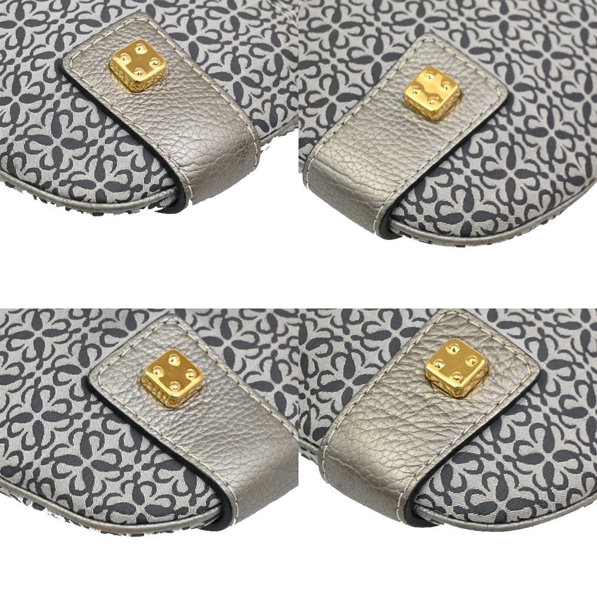 LOEWE Logo New Road Crossbody Shoulder Bag Canvas Leather Gray GHW 30KB767