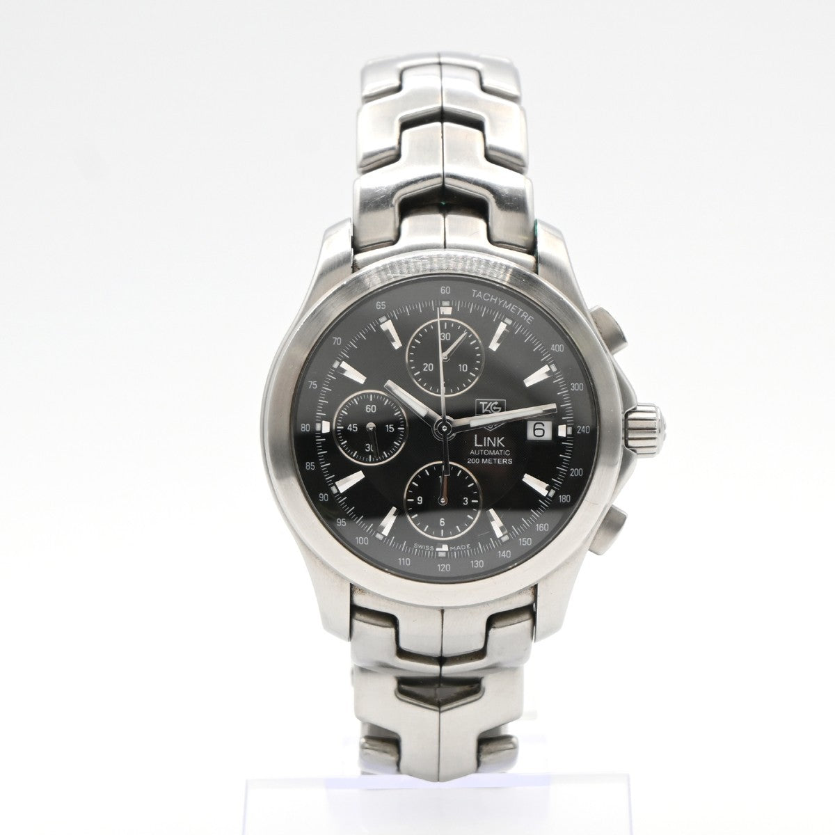 TAG HEUER Link Date Watch 43mm CJF2110 Chronograph AT Black Dial SS 47LC593