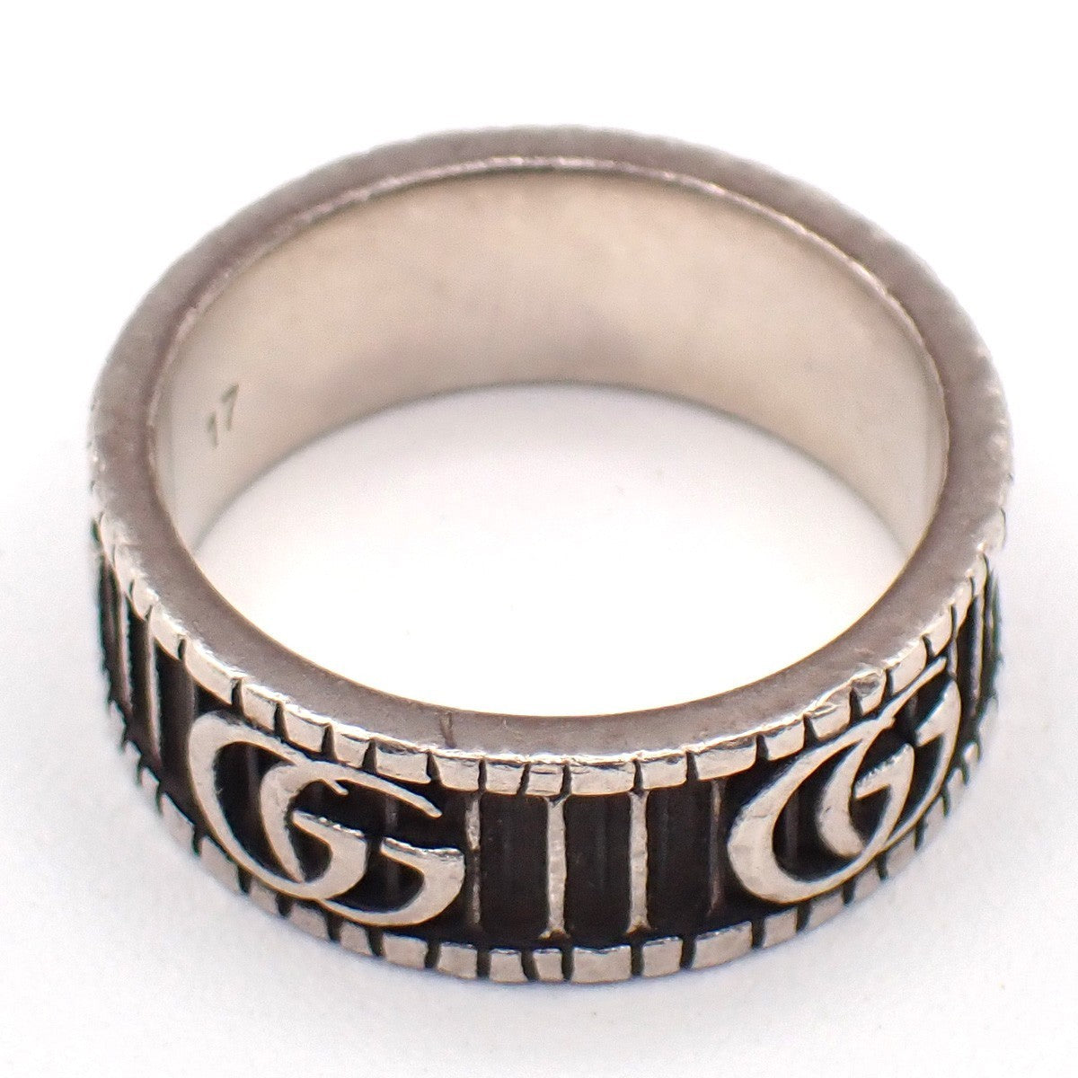 GUCCI GG Marmomt Logo Ring Silver 925 Italy Accessories Size JP 17/ US 8 66MA181