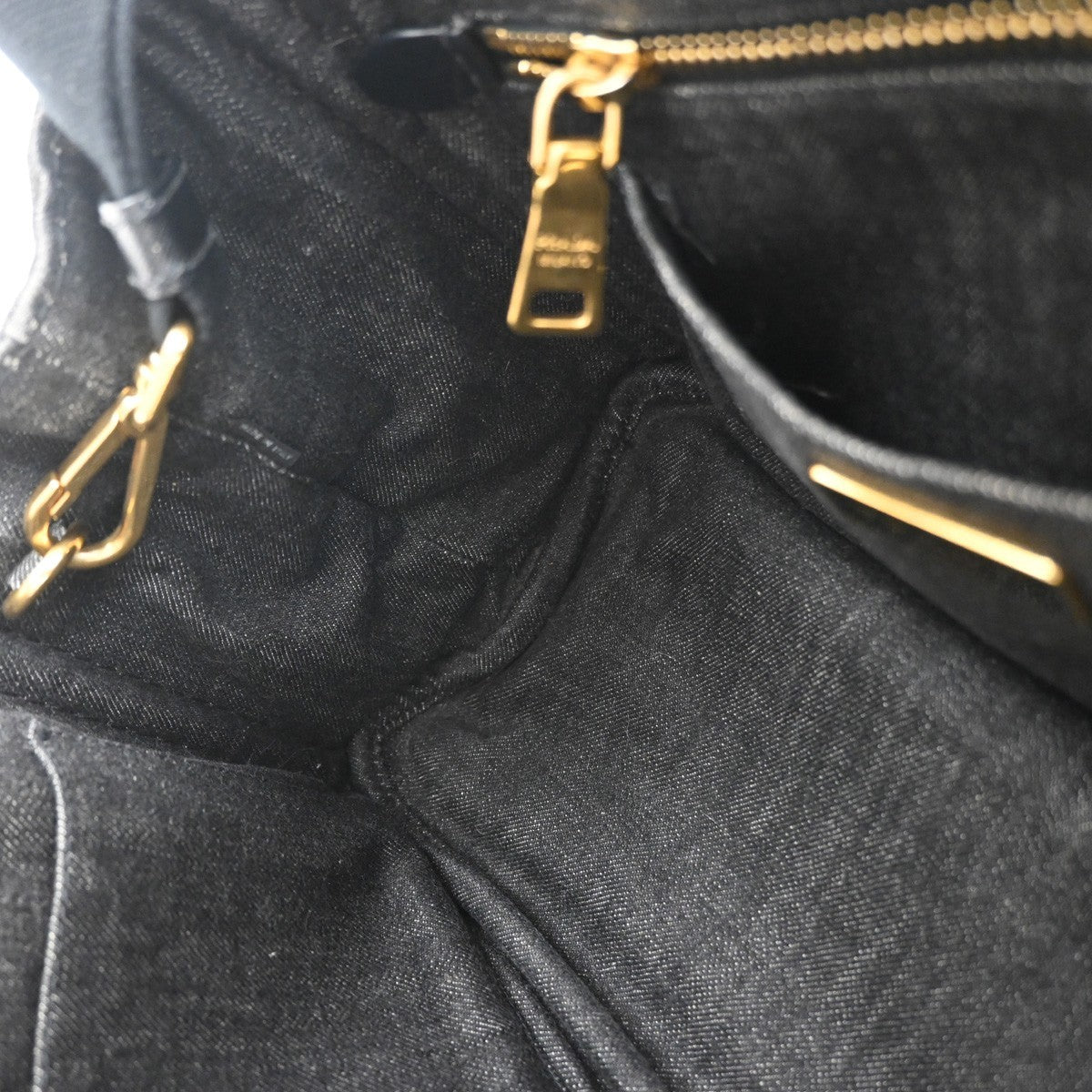 PRADA Logo Canapa 2way Shoulder Hand Bag Canvas Leather Black GHW Italy 82MA679