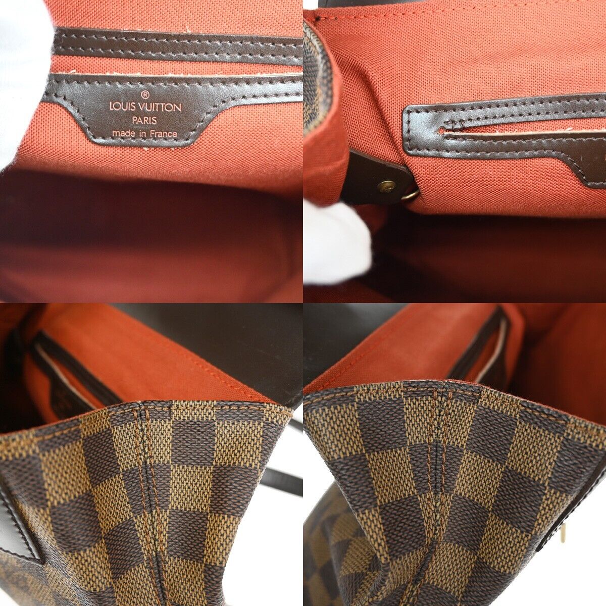 LOUIS VUITTON Logo Soho Backpack Bag Damier Ebene Leather Brown N51132 50SH733