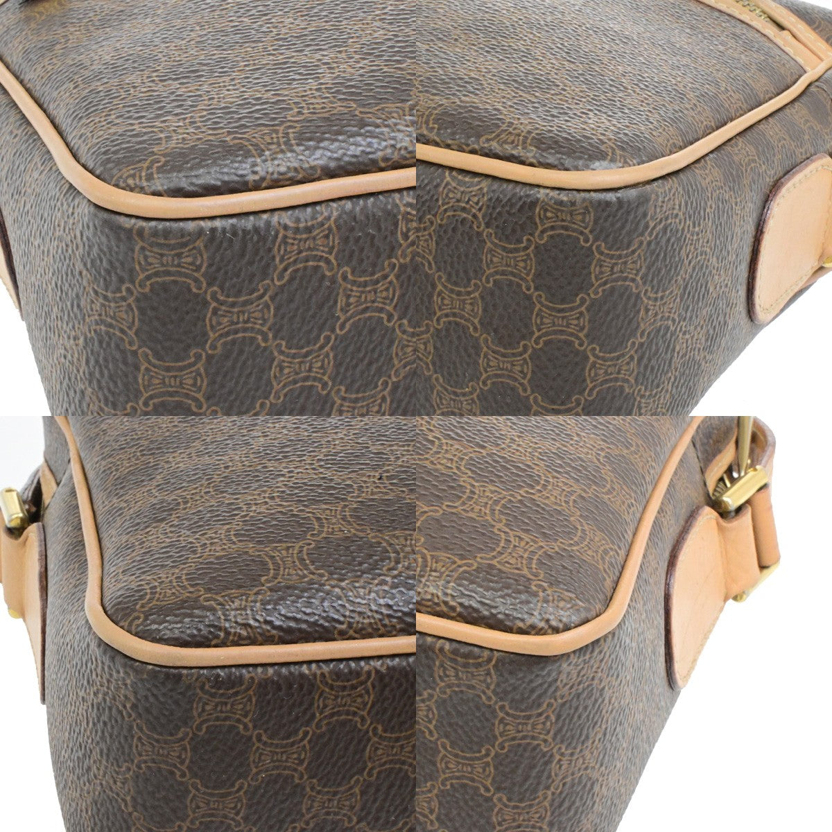 CELINE Logo Macadam Pattern Shoulder Bag PVC Leather Brown GHW Italy 38YH127