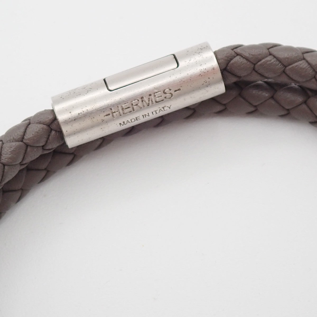 HERMES Goliath Bracelet Double Tour bracelet Leather Gray SHW Italy 69YH871
