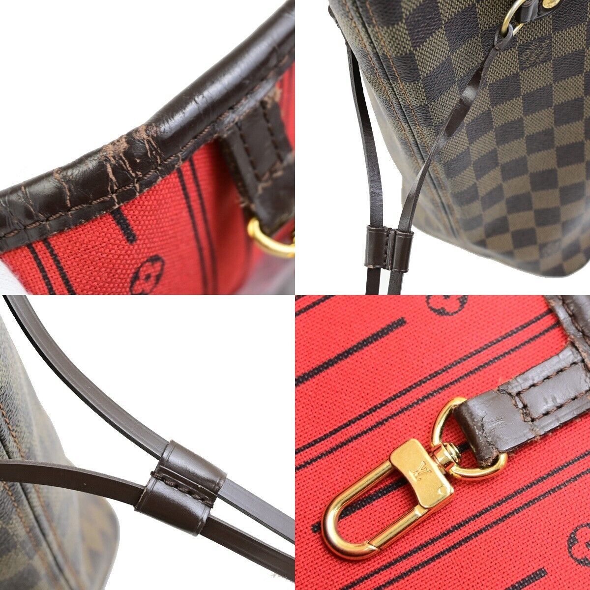 LOUIS VUITTON Neverfull MM Shoulder Bag Damier Ebene Leather BN N41358 17FB370