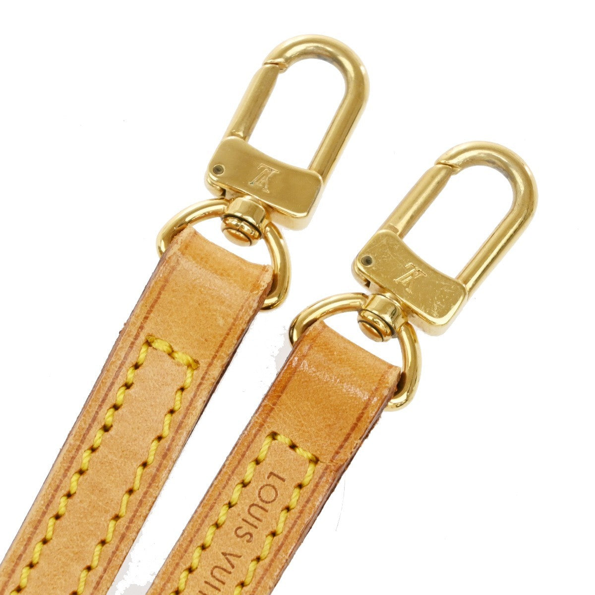 LOUIS VUITTON Logo Shoulder Strap Leather Brown Gold Bag Accessory 63EF817