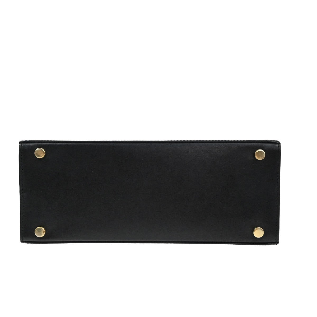 SALVATORE FERRAGAMO Logo Vara Hand Bag Canvas Leather Black Gold Italy 67KB455