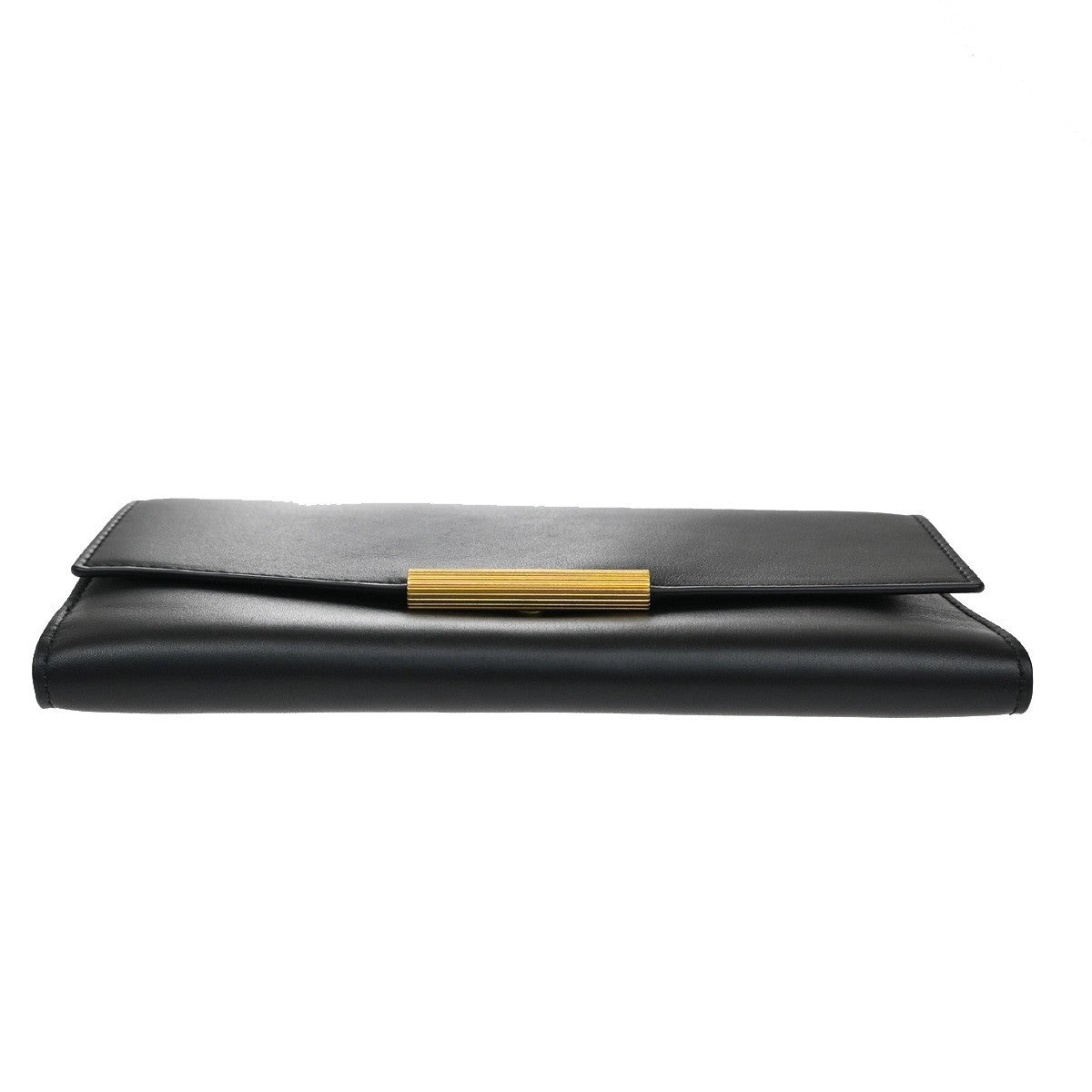 BOTTEGA VENETA Logo Long Trifold Wallet Leather Black GHW Italy 05KB168