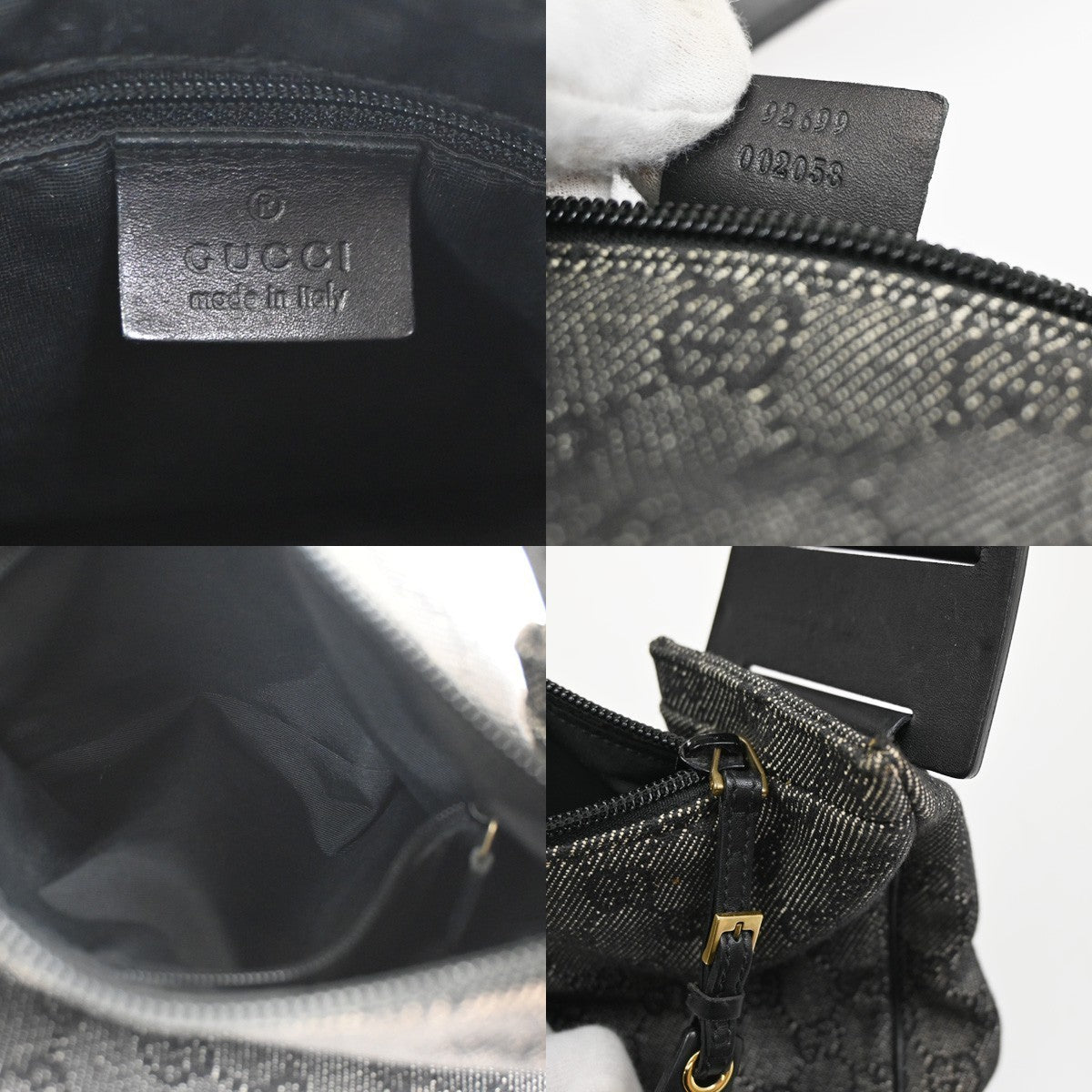 GUCCI GG  Pattern Shoulder Hand Bag Canvas Leather Black GHW Italy 35CA700