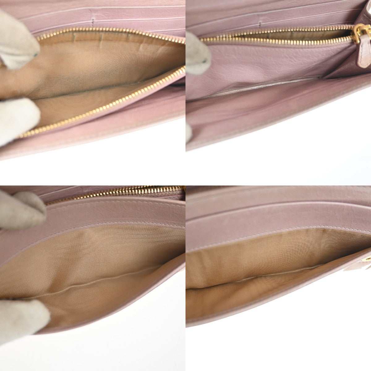 PRADA Logo Bifold Flap Long Wallet  Quilted Leather Pink Beige GHW Italy 01KD035
