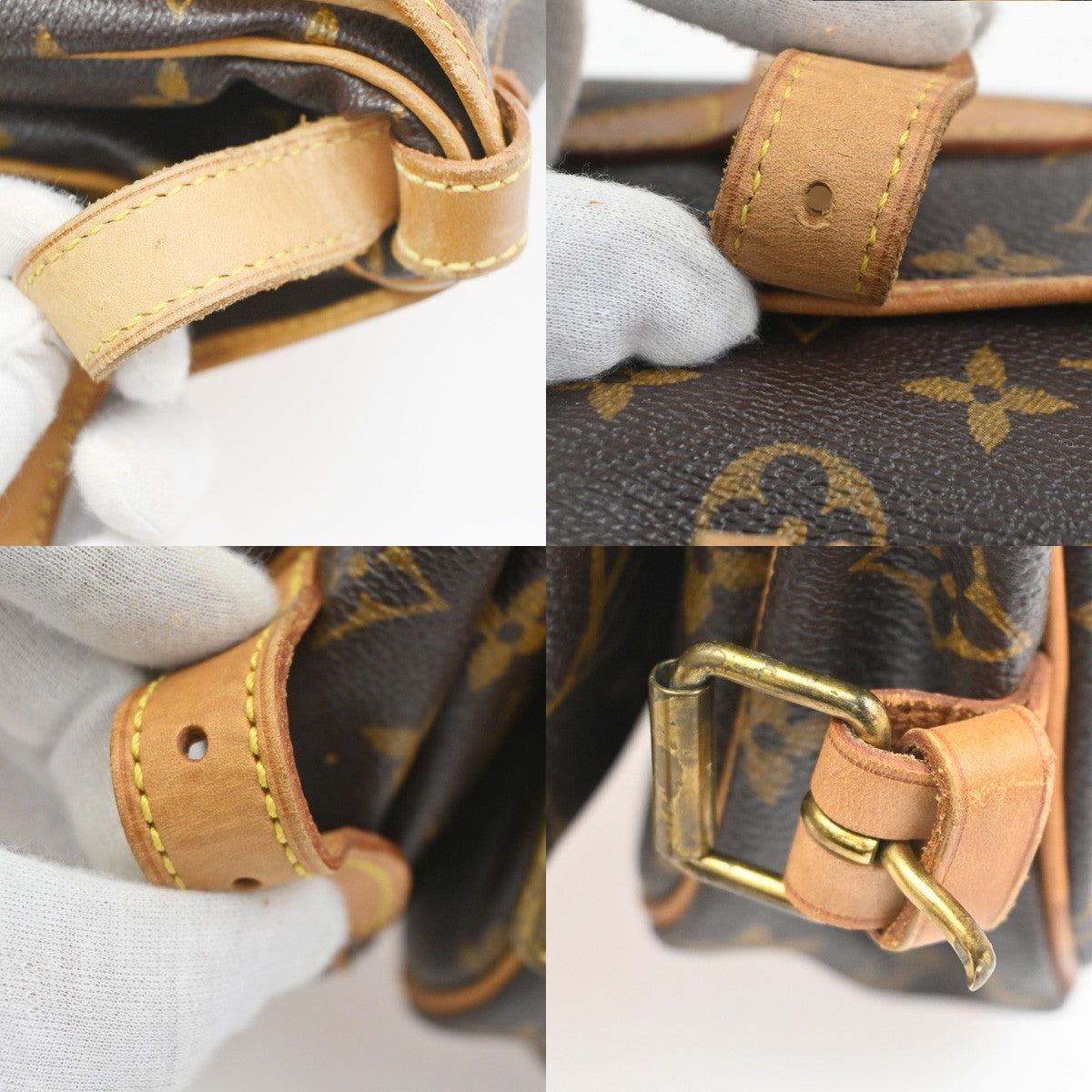 LOUIS VUITTON Logo Saumur 30 Shoulder Bag Monogram Leather Brown M42256 10CA776