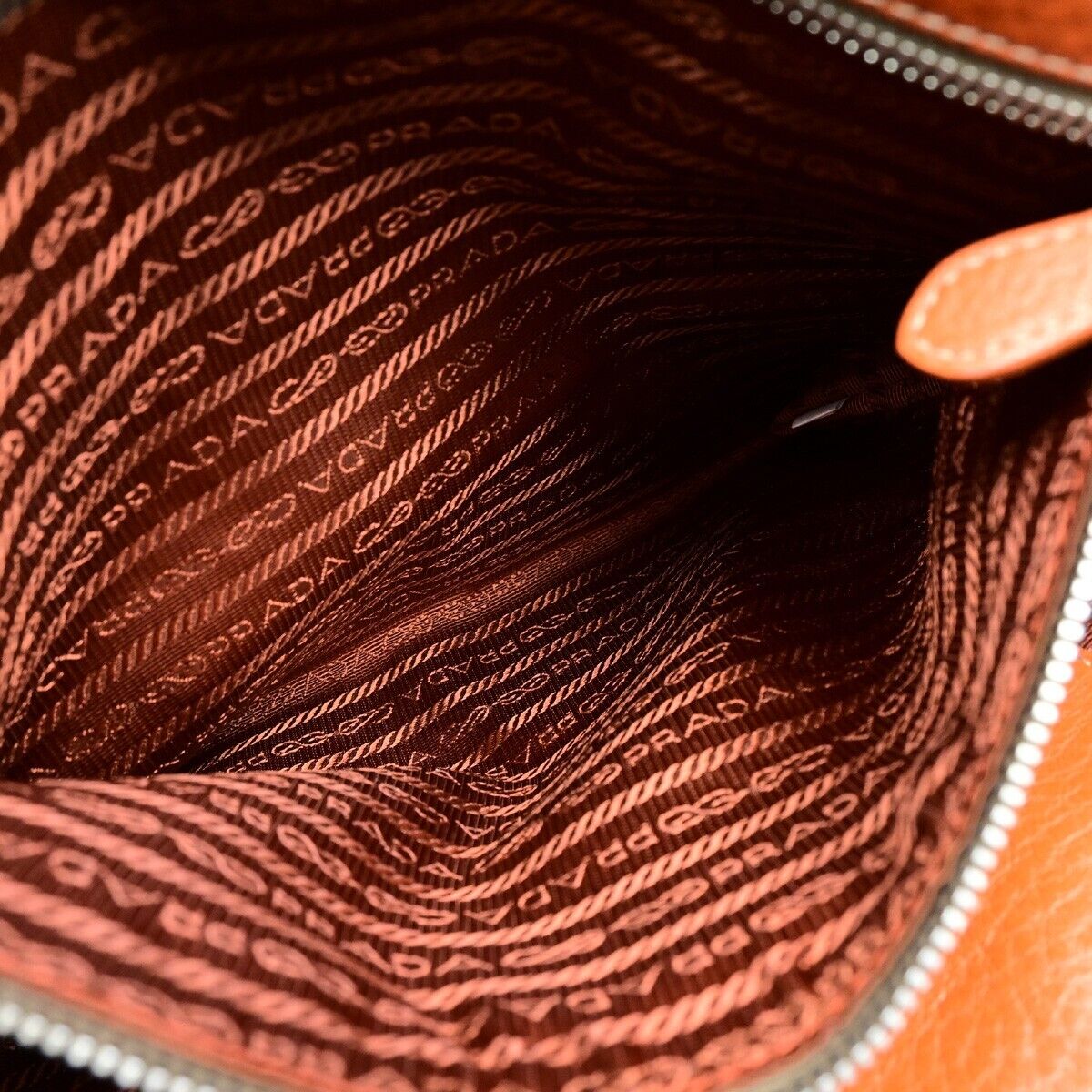 PRADA 2Way Shoulder Tote Bag Vitello Daino Leather Rame Orange BR4393 18ED877