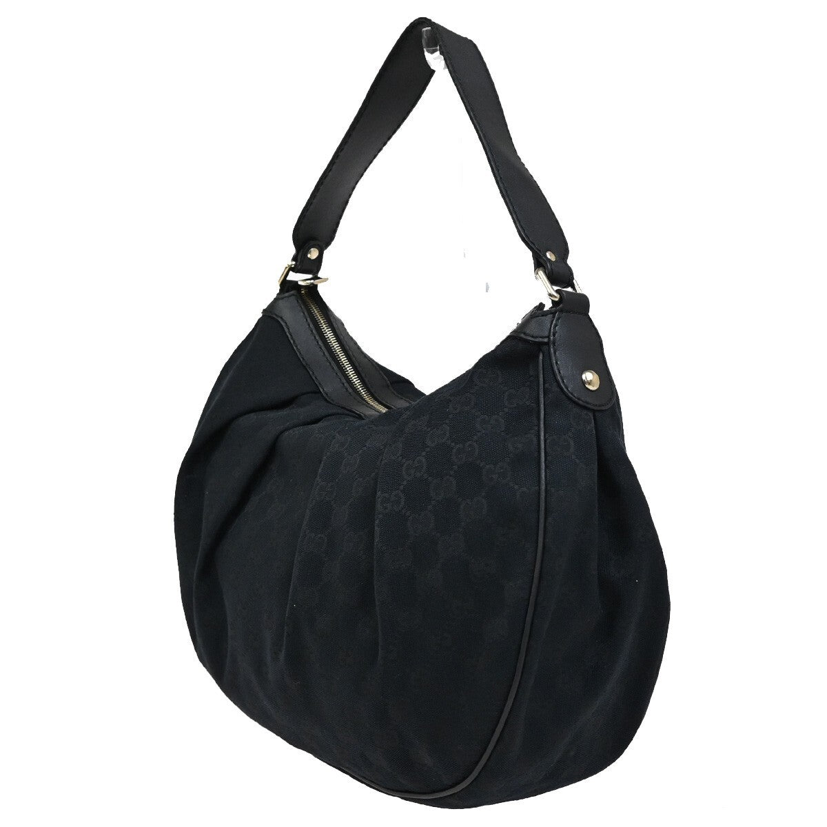 GUCCI Logo Sukey GG Pattern Shoulder Bag Canvas Leather Black Italy 30EE281